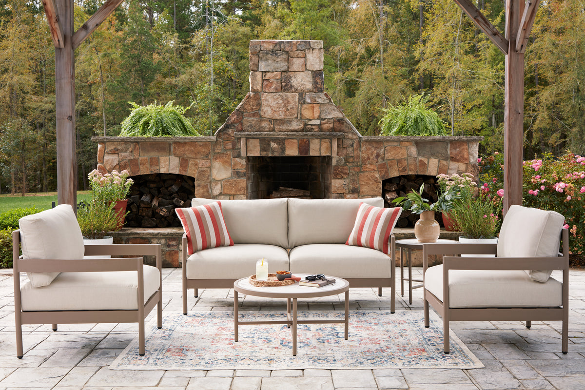 Leasing Furniture - Ashley Furniture - Bluff Trail Outdoor - Love/Chairs/Tables Set (5/CN) - PCP383-080