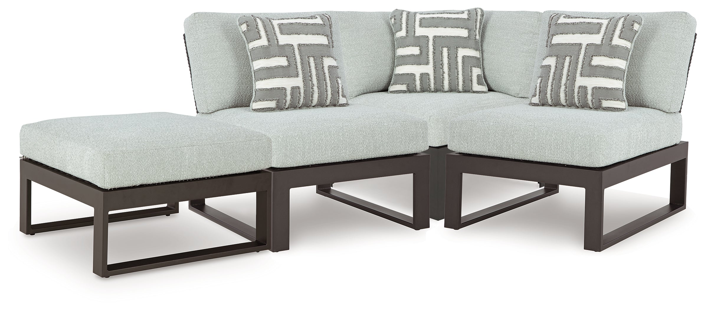 Leasing Furniture - Ashley Furniture - Beachloft Outdoor - 4-Piece Outdoor Sectional / Black/Gray - P490P7