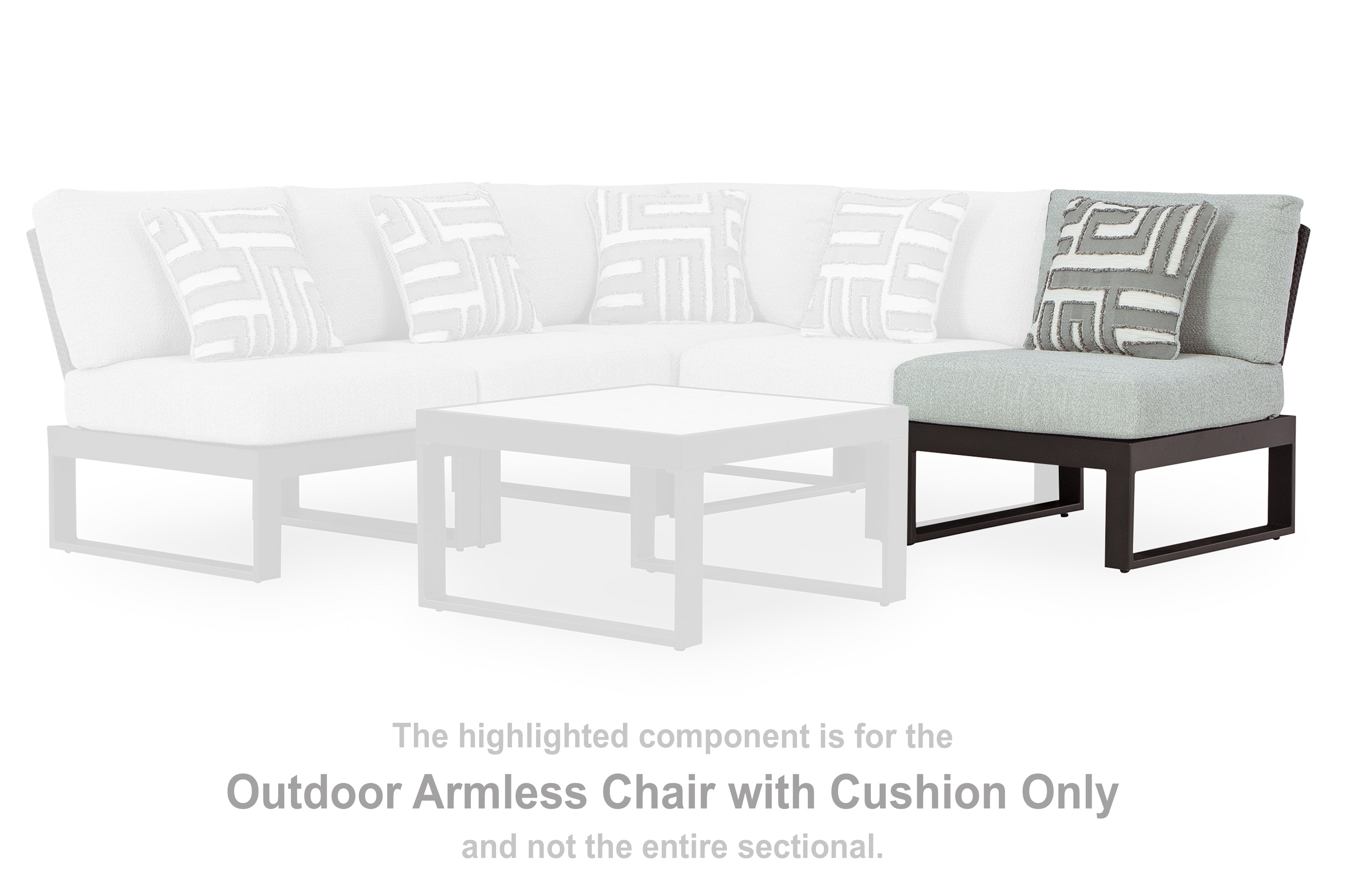 Leasing Furniture - Ashley Furniture - Beachloft Outdoor - Armless Chair w/Cushion / Black/Gray - P490-846