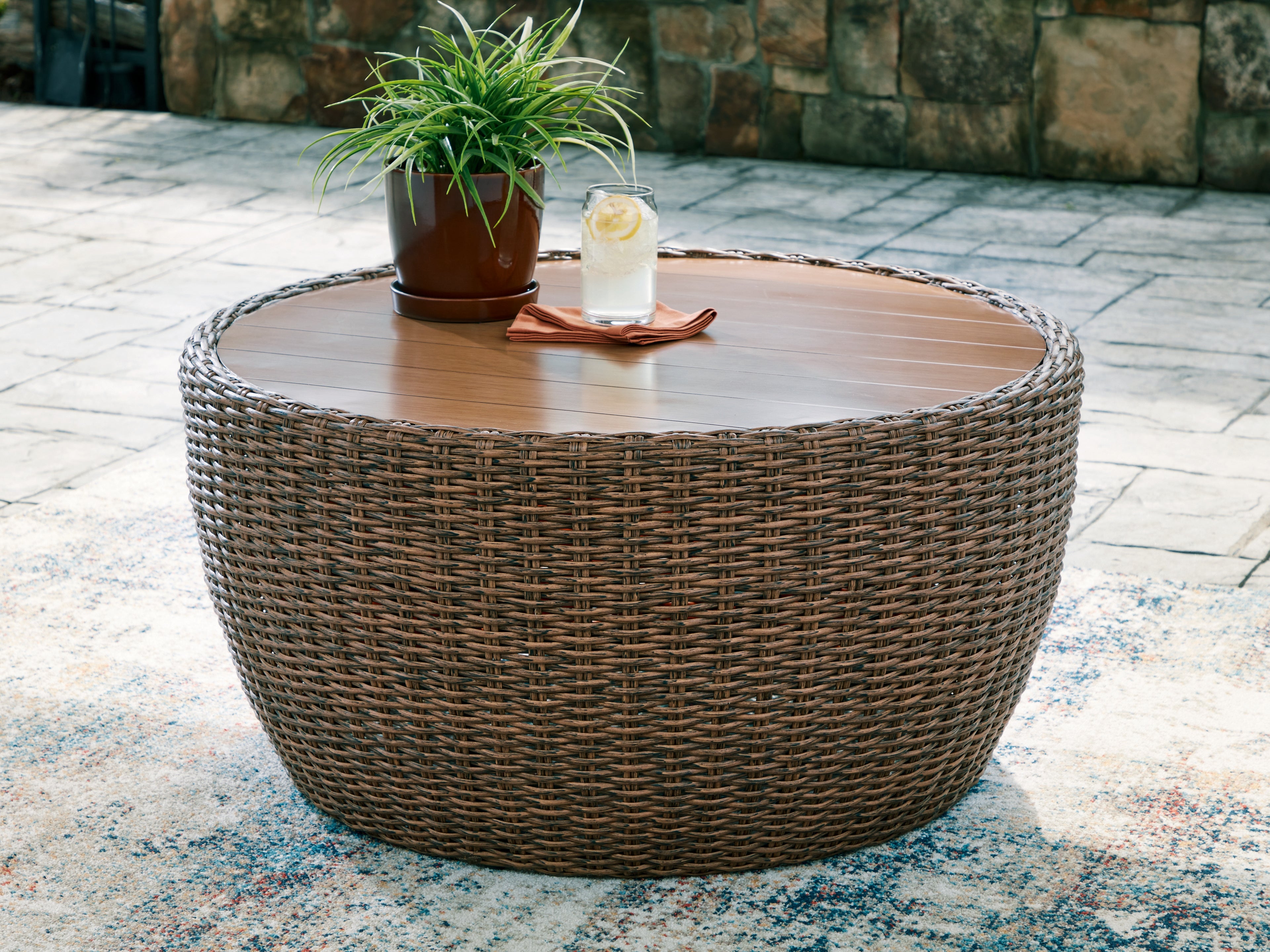 Leasing Furniture - Ashley Furniture - Double Point Outdoor - Round Cocktail Table - PCP503-708