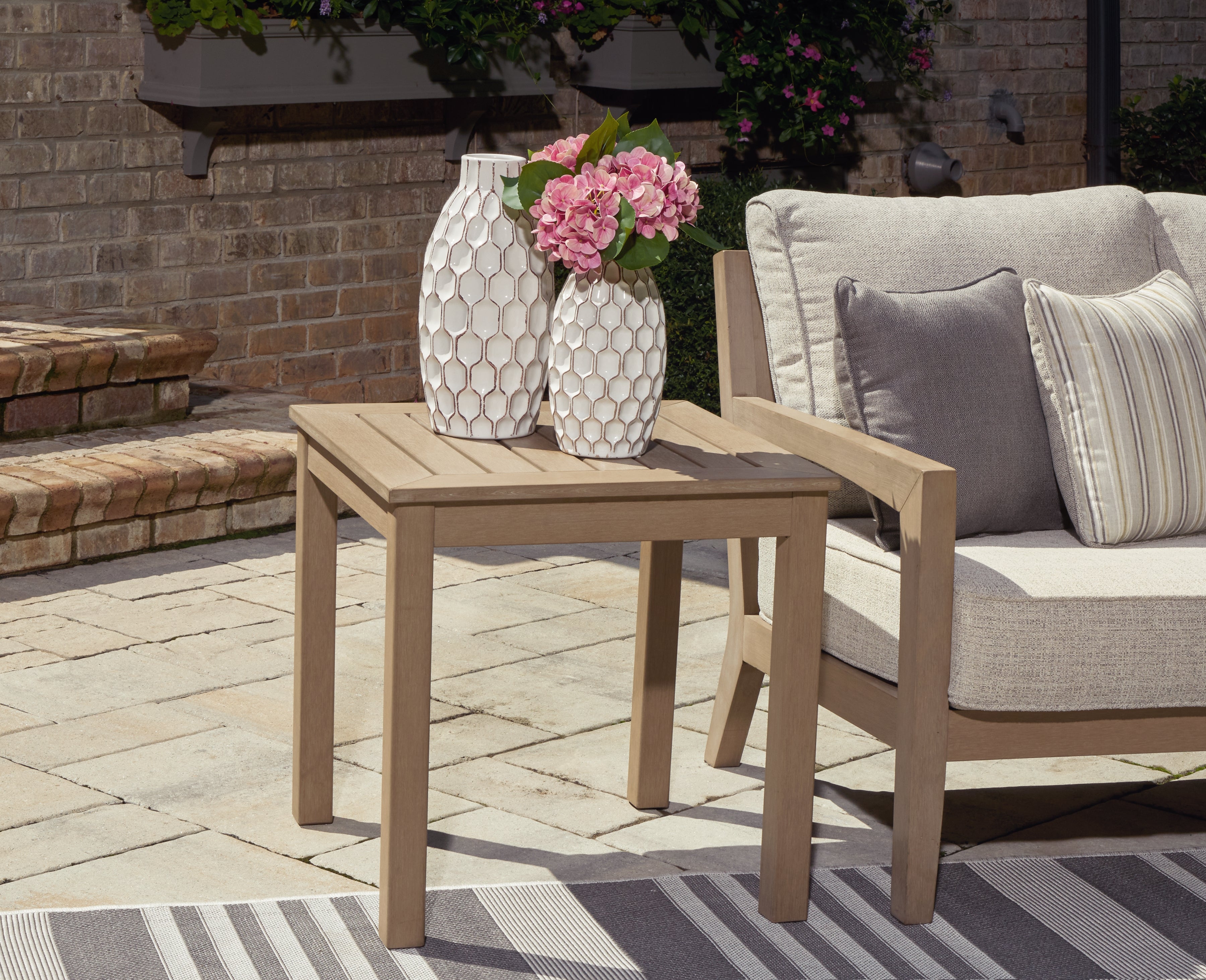 Leasing Furniture - Ashley Furniture - Hallow Creek Outdoor - Square End Table / Driftwood - P560-702