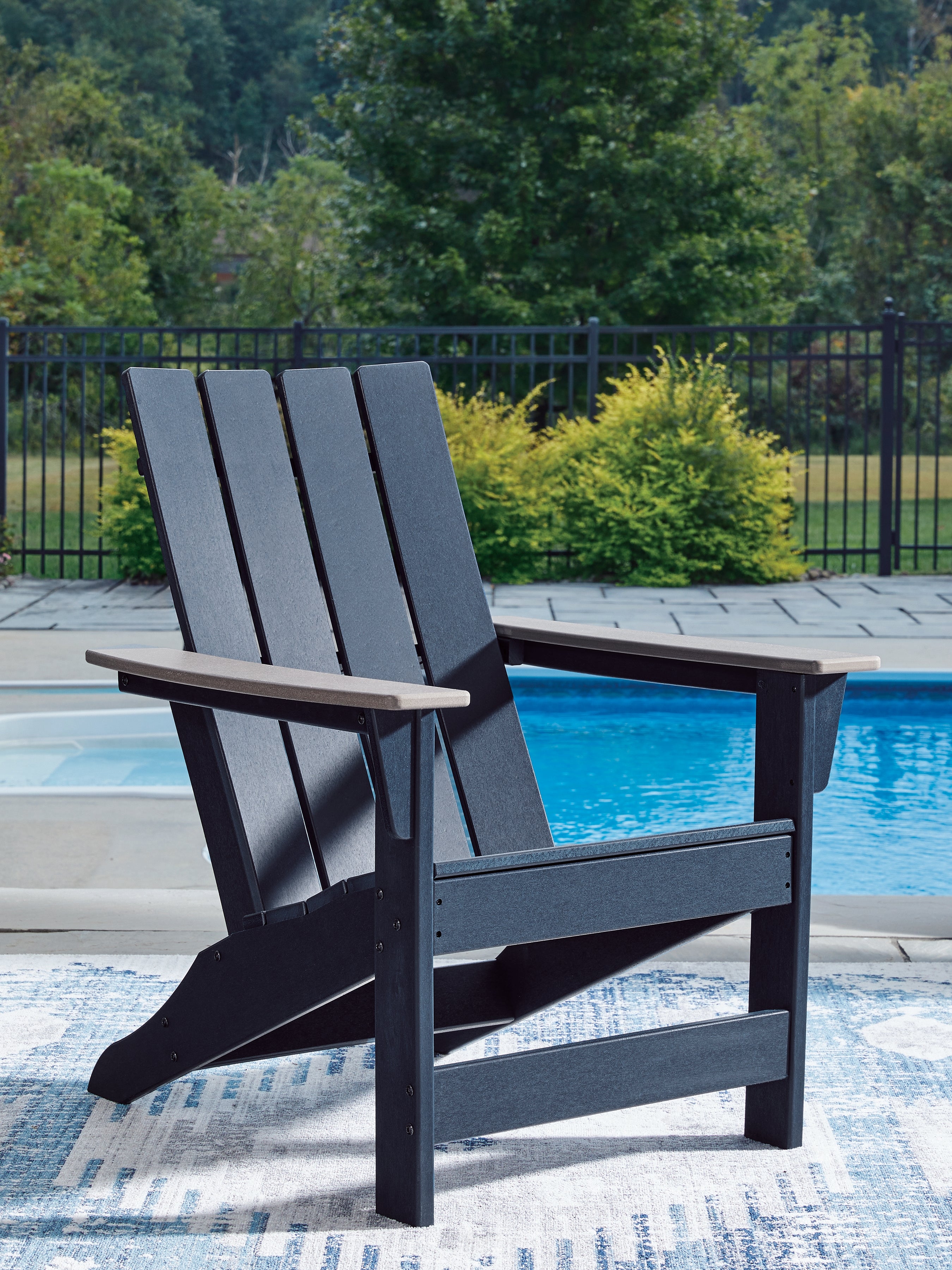 Leasing Furniture - Ashley Furniture - East Beach Outdoor - Adirondack Chair / Navy Blue/Driftwood - PCP587-898