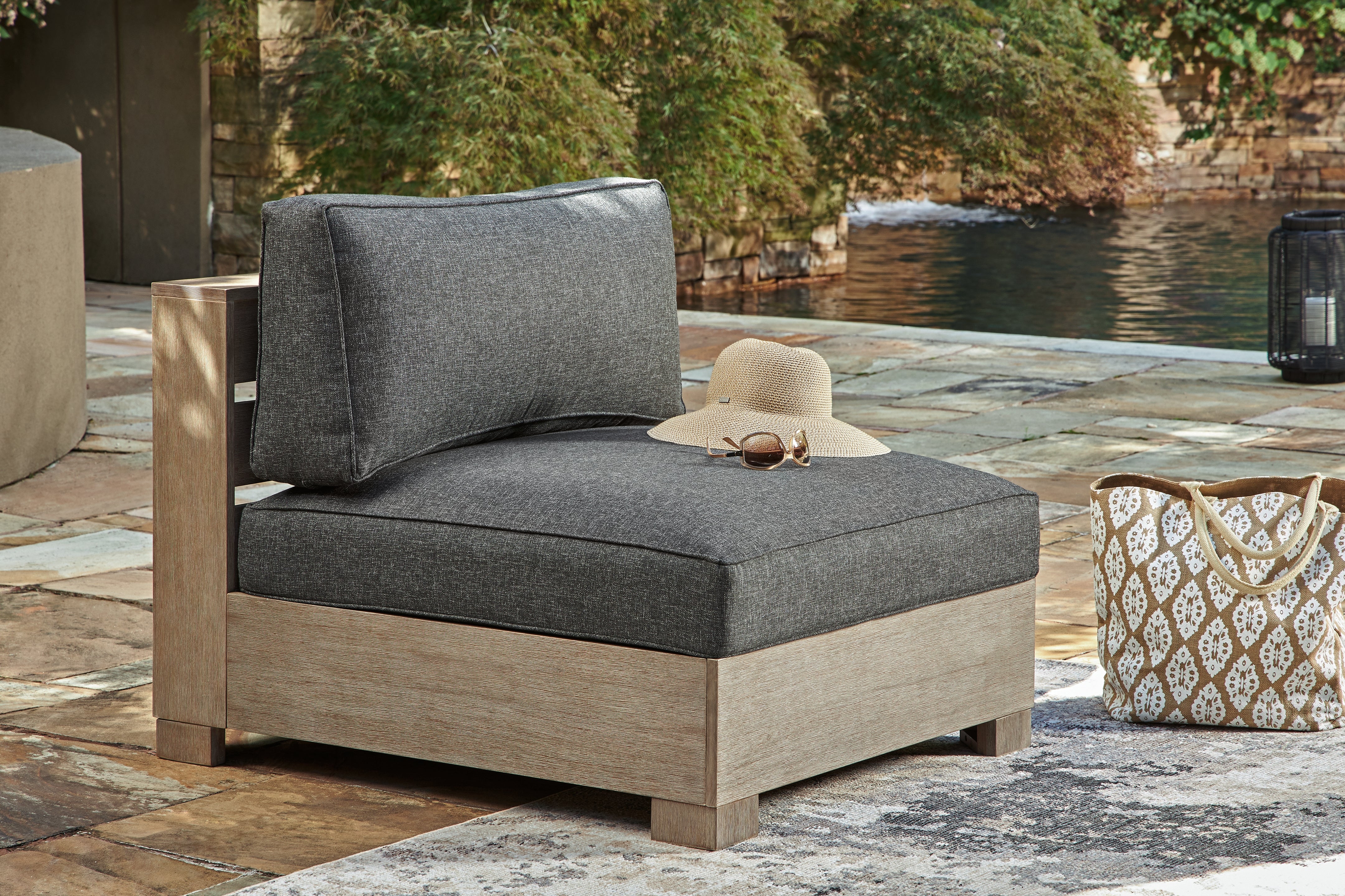 Leasing Furniture - Ashley Furniture - Citrine Park Outdoor - Corner with Cushion (1/CN) / Brown/Charcoal - P660-877