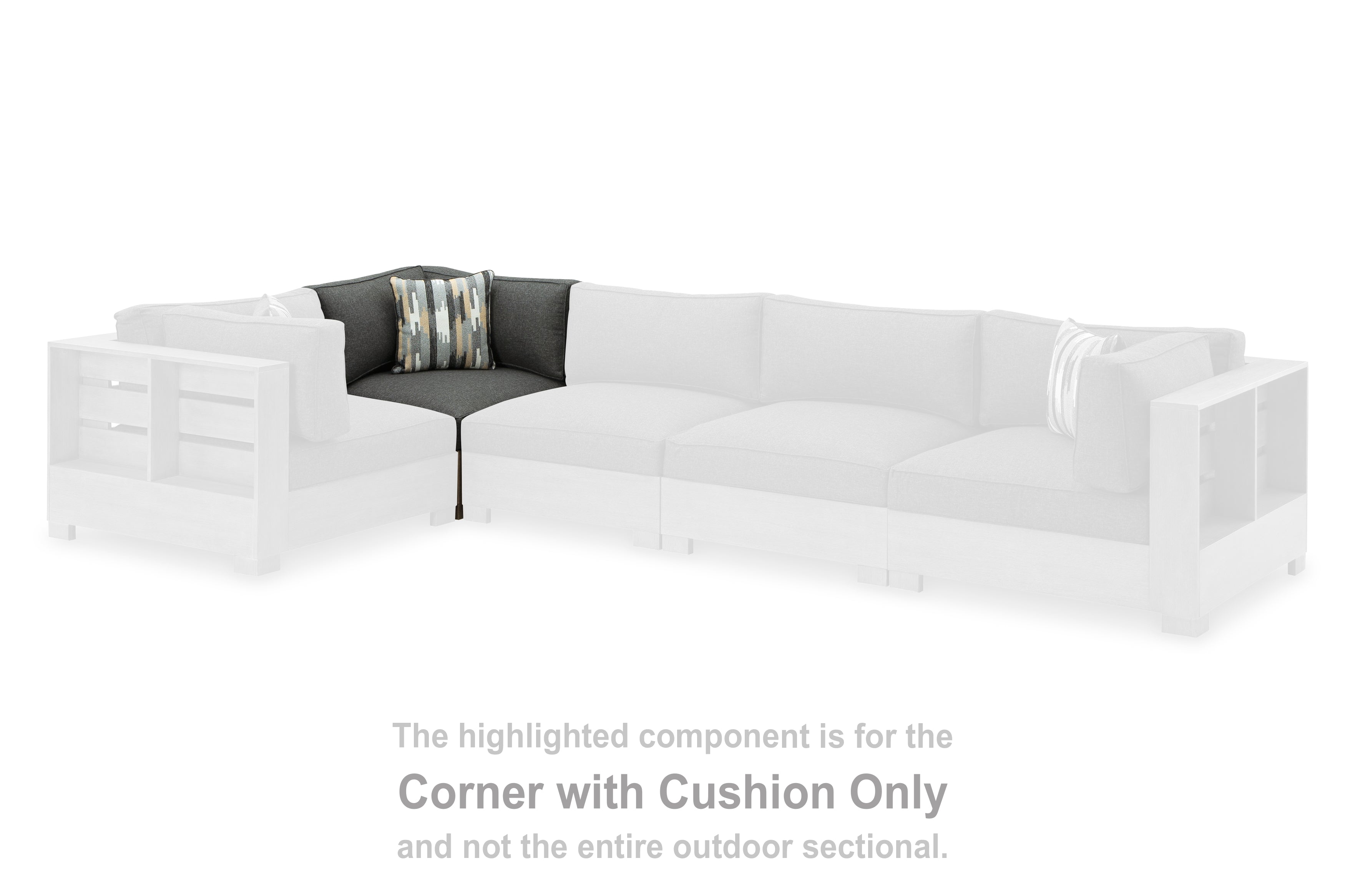 Leasing Furniture - Ashley Furniture - Citrine Park Outdoor - Corner with Cushion (1/CN) / Brown/Charcoal - P660-877
