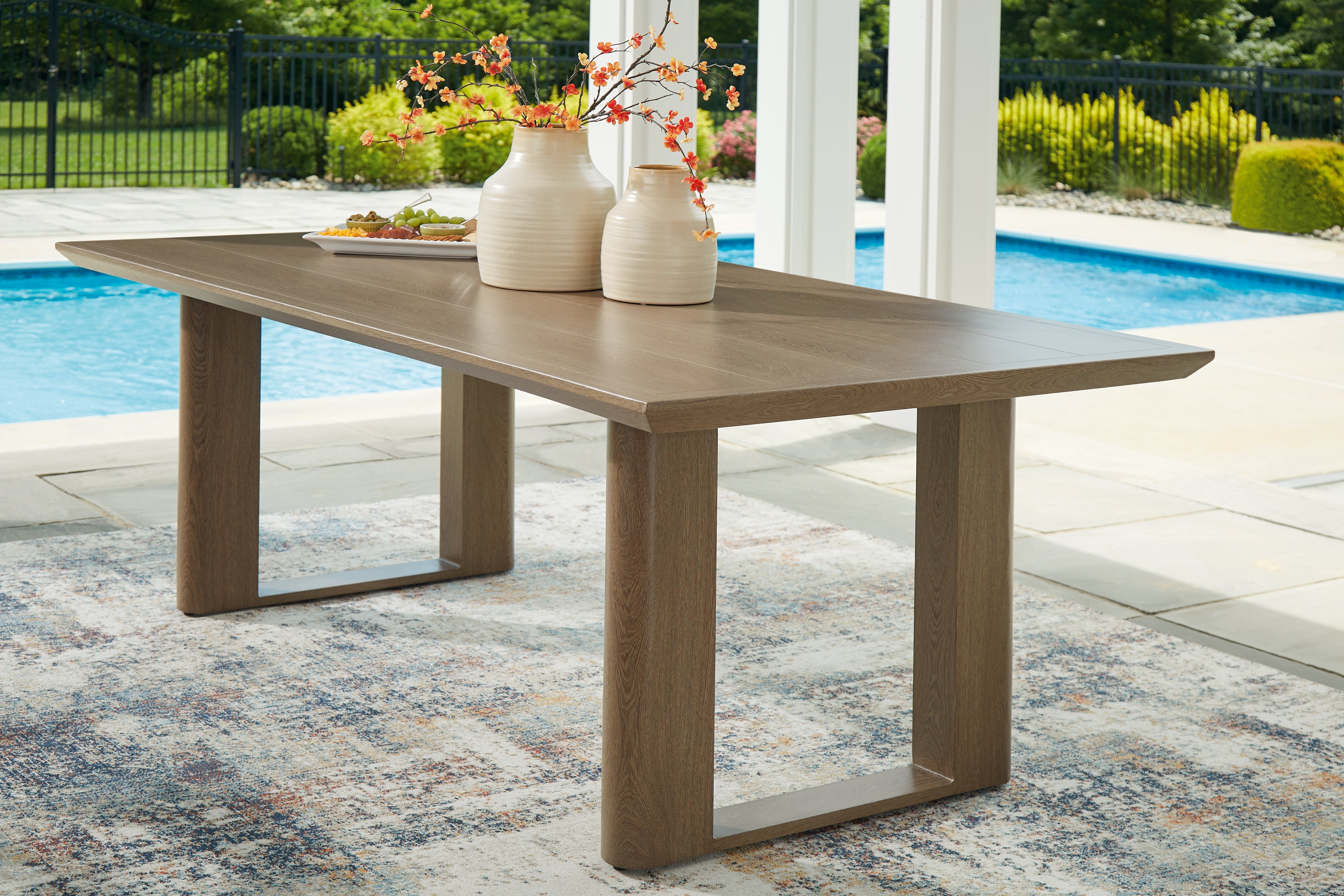 Leasing Furniture - Ashley Furniture - Serene Bay Outdoor - RECT Dining Table w/UMB OPT / Dark Brown - P671-625