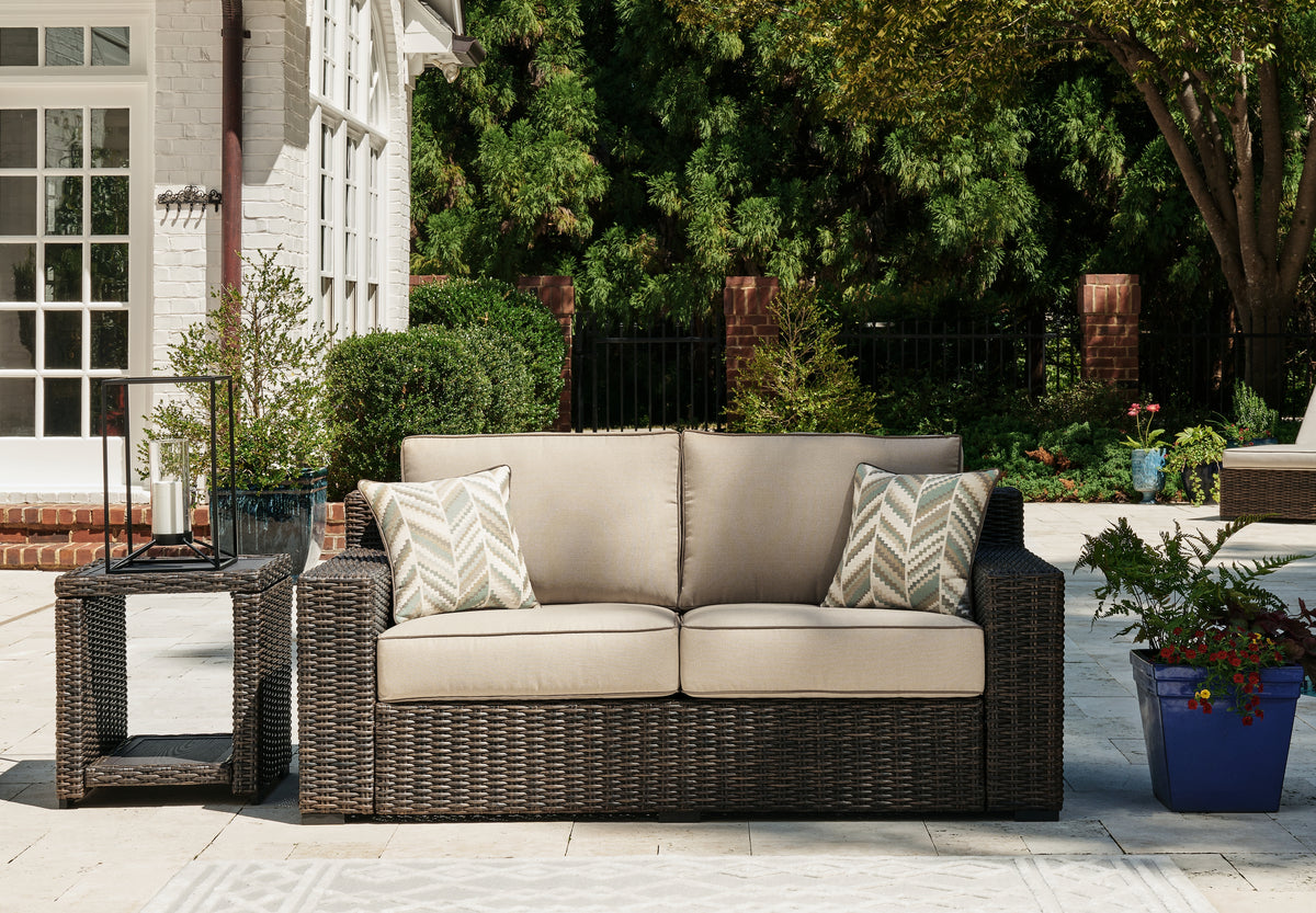 Leasing Furniture - Ashley Furniture - Coastline Bay Outdoor - Ottoman with Cushion / Brown - P784-814