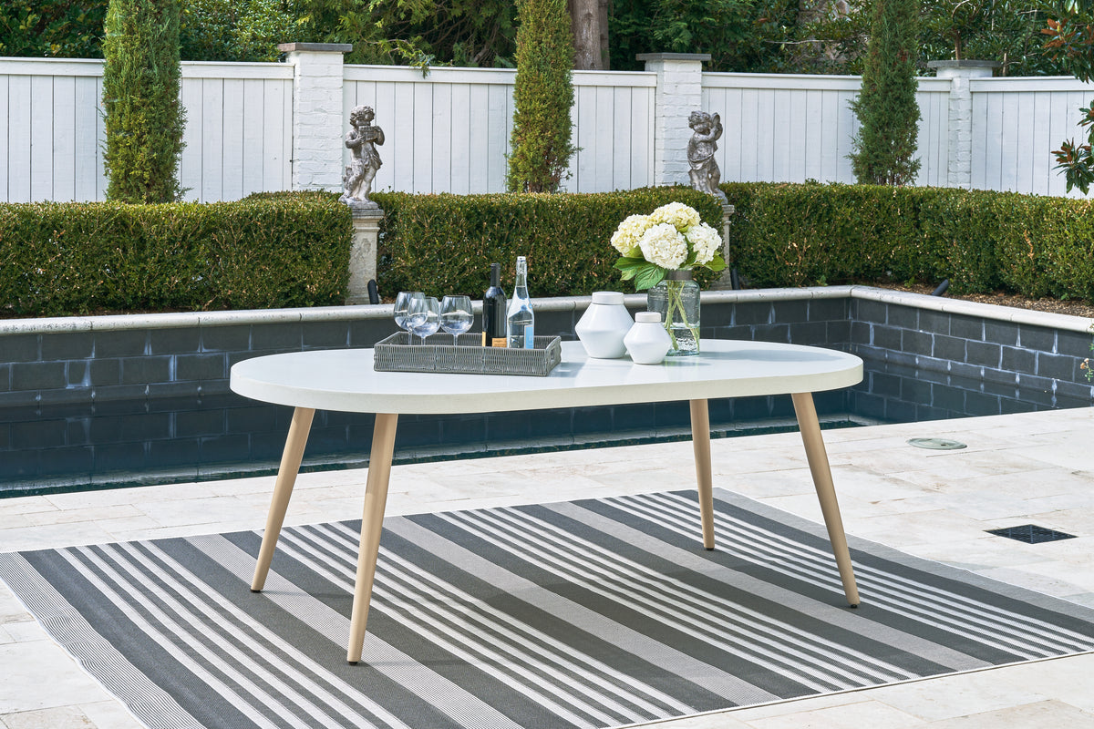 Leasing Furniture - Ashley Furniture - Seton Creek Outdoor - Round Bar Table w/UMB OPT / Beige - P798-613
