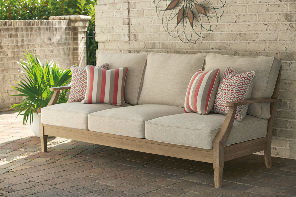 Leasing Furniture - Ashley Furniture - Clare View Outdoor - 3-Piece Outdoor Sectional / Beige - P801P10