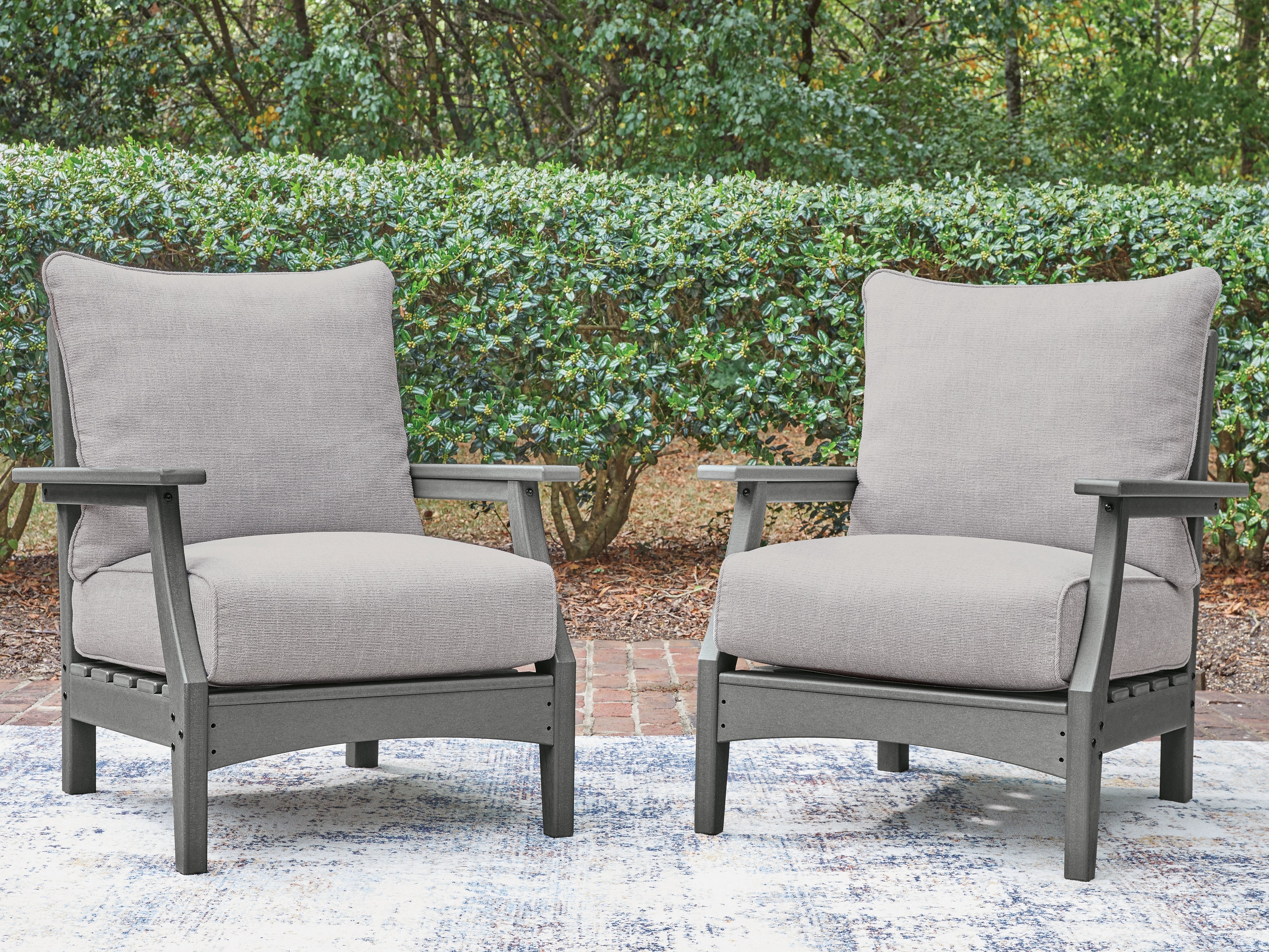 Leasing Furniture - Ashley Furniture - Cove Beach Outdoor - Lounge Chair w/Cushion (Set of 2) / Gray - PCP803-820
