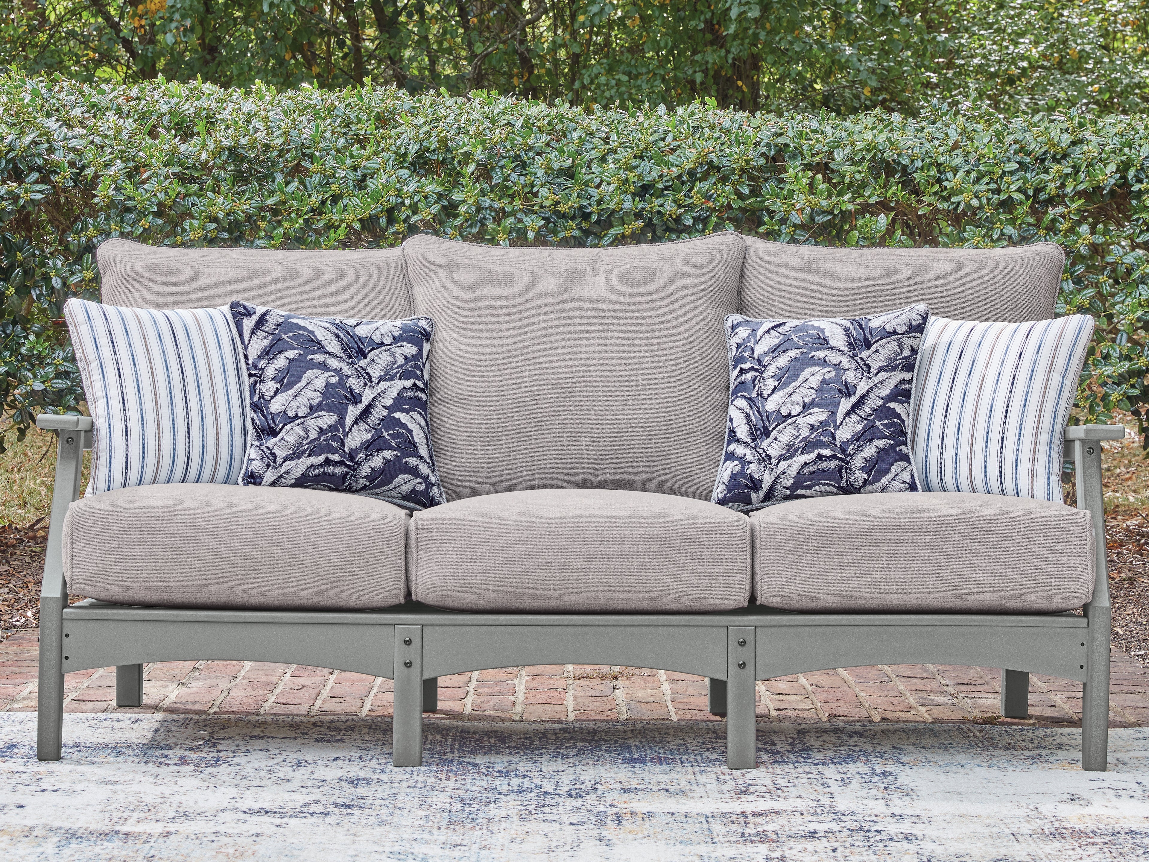 Leasing Furniture - Ashley Furniture - Cove Beach Outdoor - Sofa with Cushion / Gray - PCP803-838