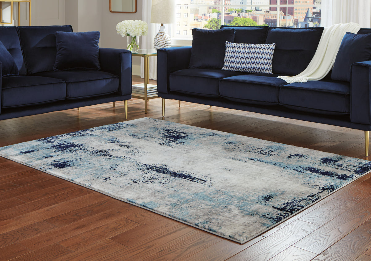 Leasing Furniture - Ashley Furniture - Leonelle Rug - 5'3" x 7'3" Rug / Cream/Blue/Gray - R404872