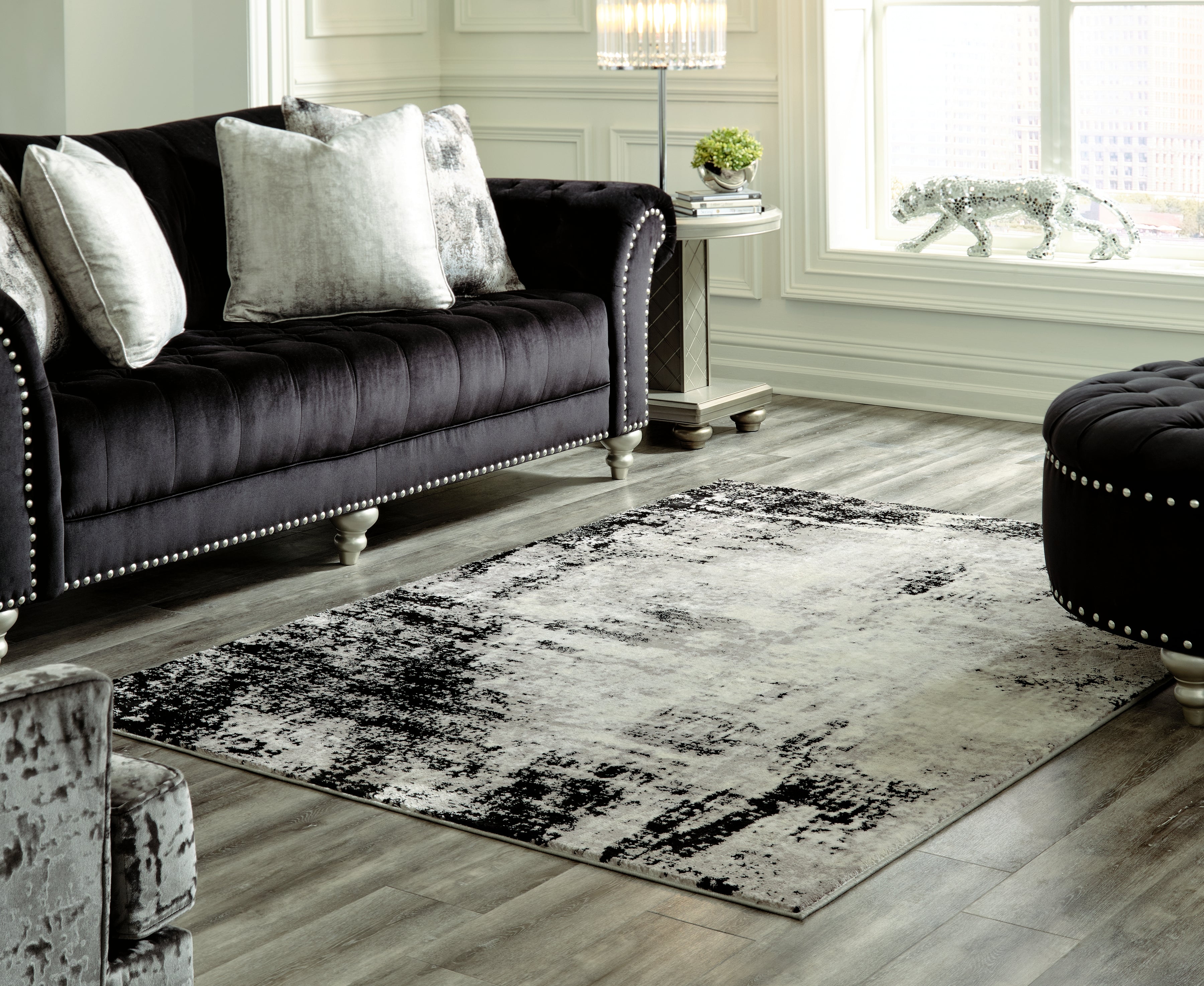 Leasing Furniture - Ashley Furniture - Zekeman Rug - 7'10" x 10' Rug / Black/Cream/Gray - R404921