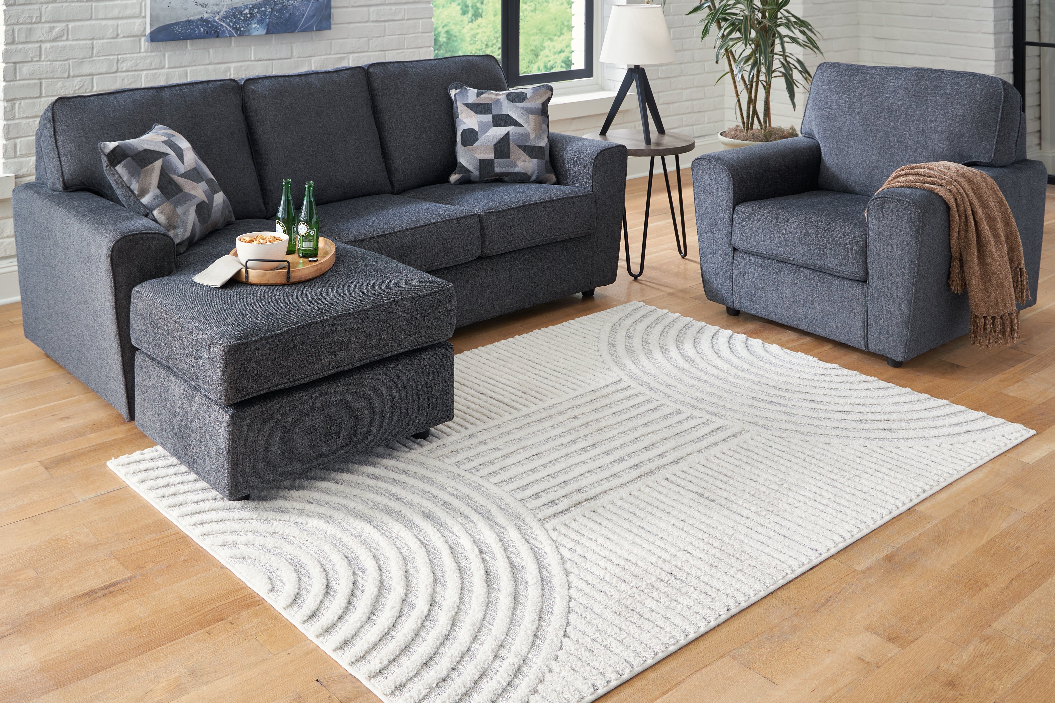 Leasing Furniture - Ashley Furniture - Lambworth Rug - 7'10" x 10' Rug / Gray/Cream - R405341