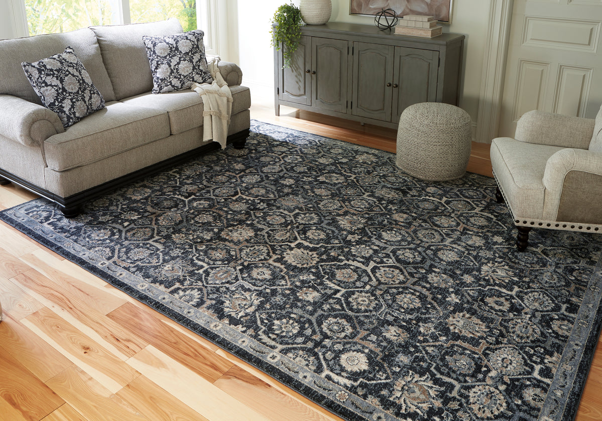 Leasing Furniture - Ashley Furniture - Hilcott Rug - 7'10" x 10'6" Rug / Blue/Cream/Brown - R406111