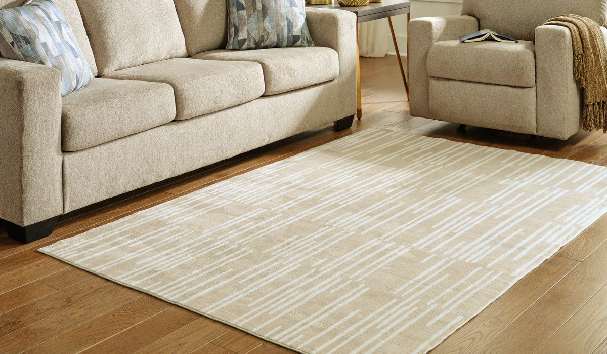Leasing Furniture - Ashley Furniture - Ardenville Rug - 5' x 7'1" Washable Rug / Tan/Cream - R406212