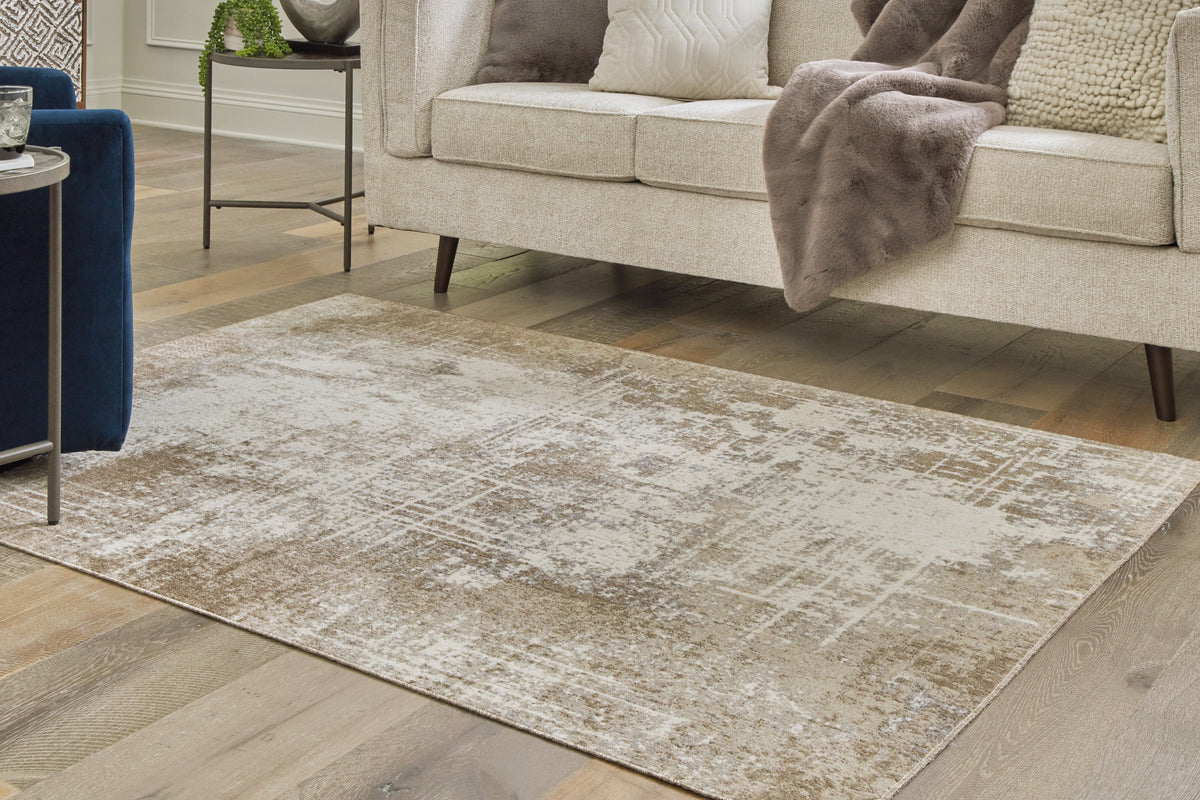 Leasing Furniture - Ashley Furniture - Grifflain Rug - 5'1" x 7' Washable Rug / Tan/Brown/Gray - R406232