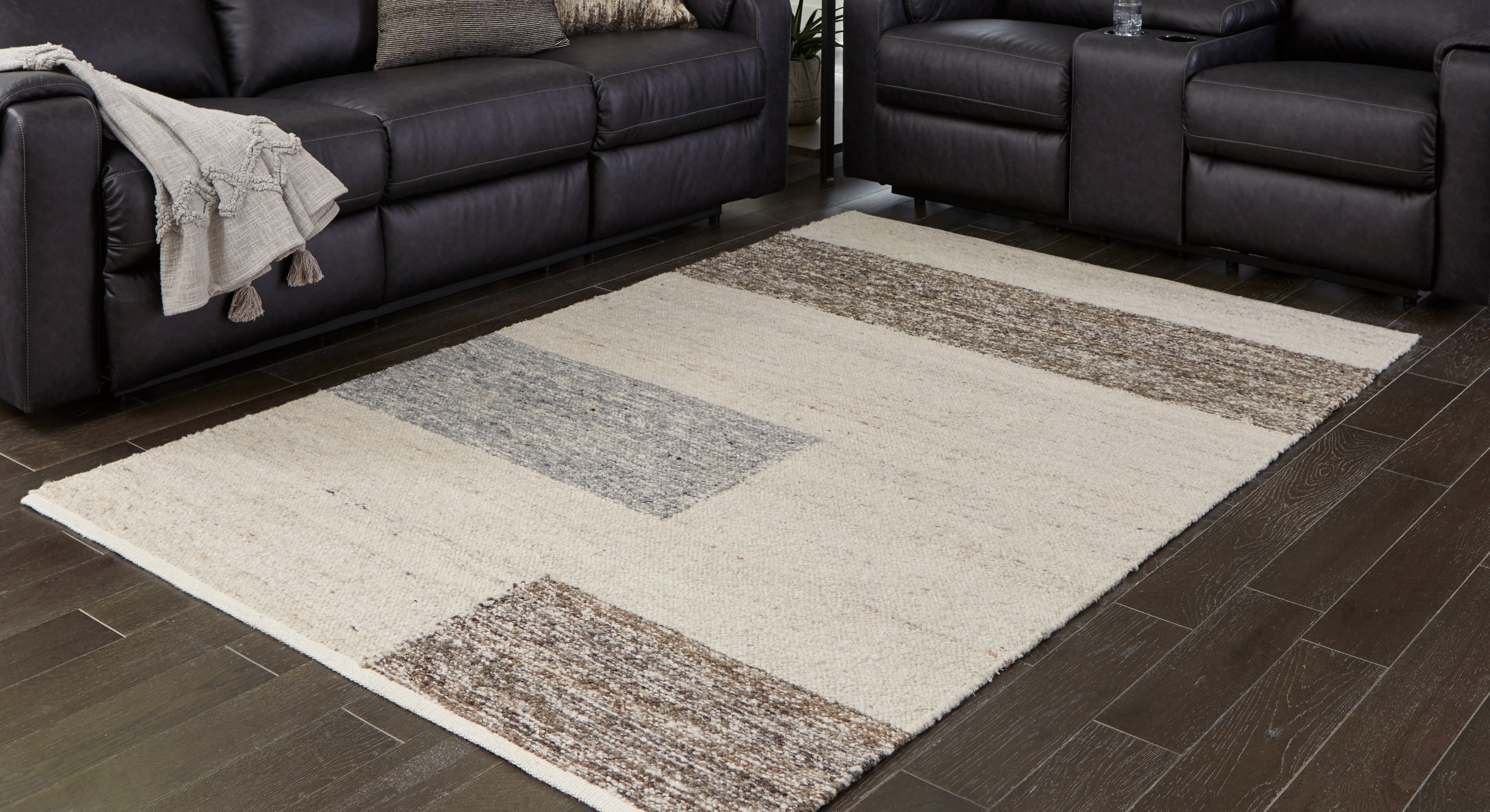 Leasing Furniture - Ashley Furniture - Barus Rug - 5' x 7' Rug / Beige/Brown/Gray - R406402