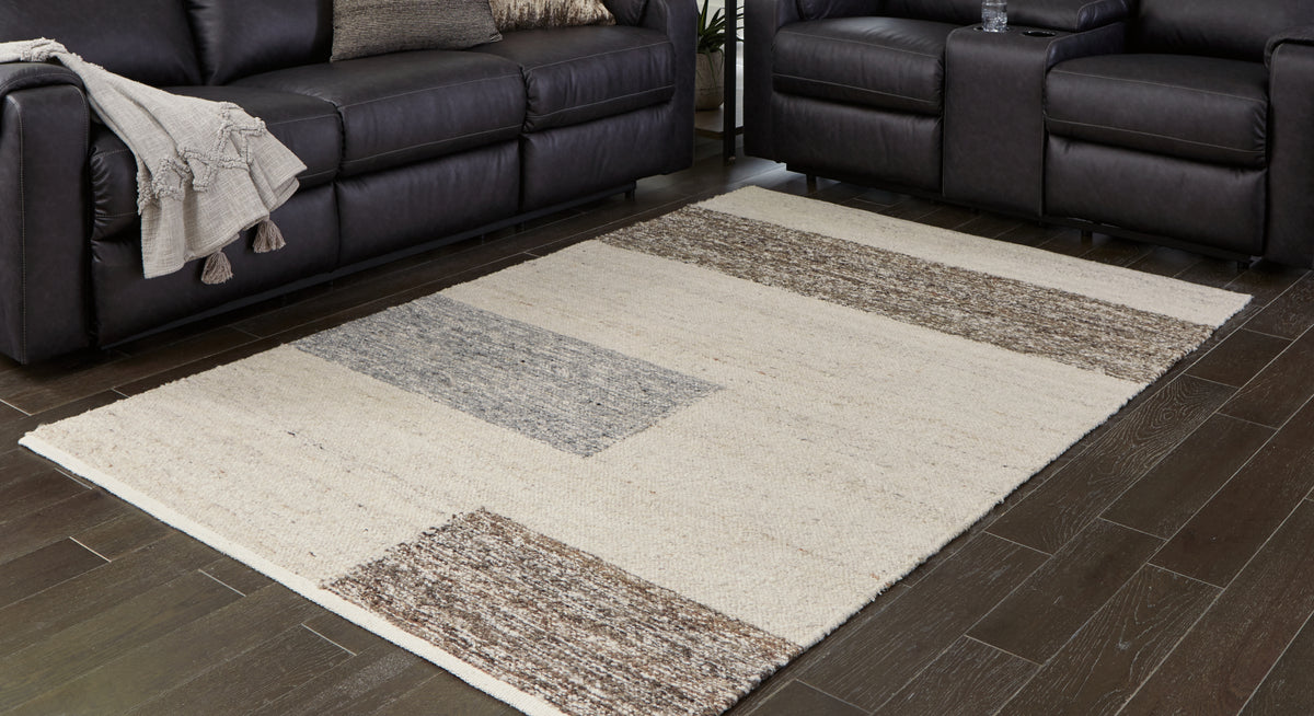 Leasing Furniture - Ashley Furniture - Barus Rug - 5' x 7' Rug / Beige/Brown/Gray - R406402