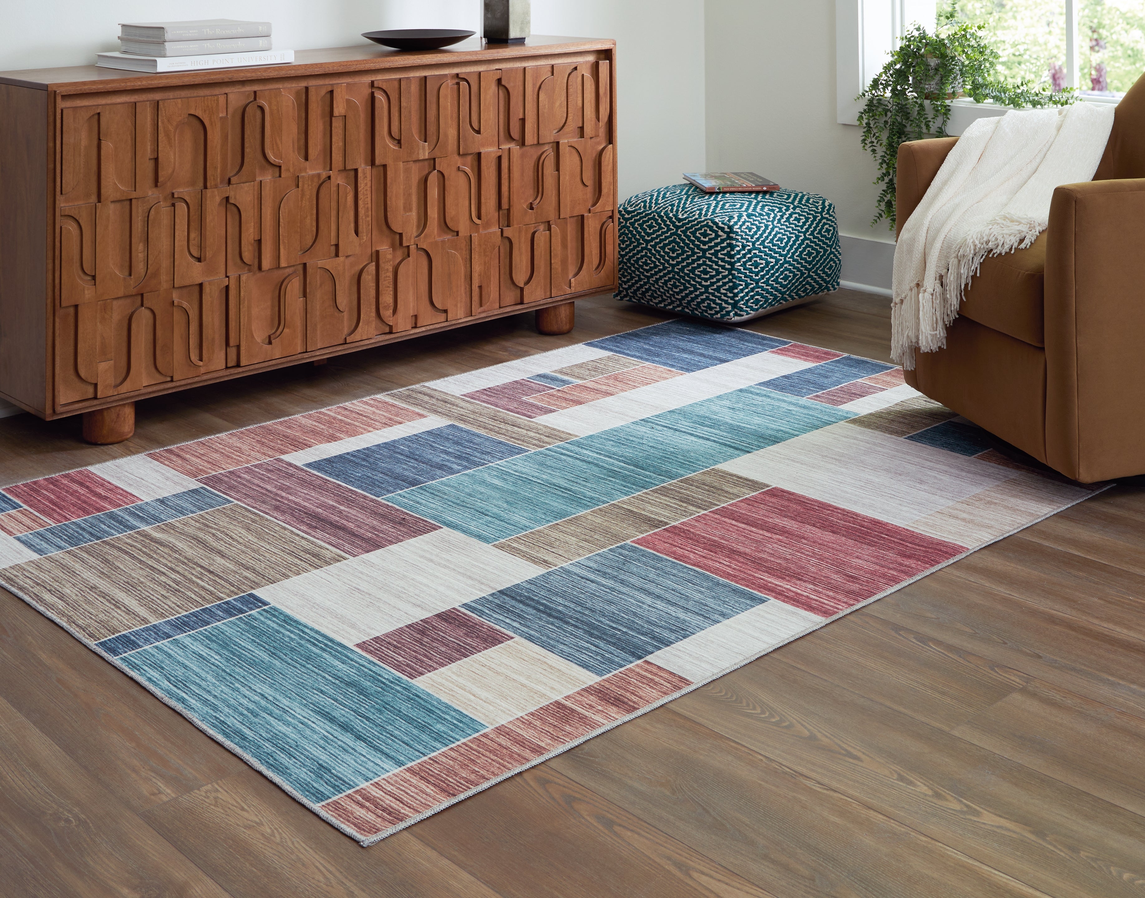 Leasing Furniture - Ashley Furniture - Numore Rug - 5'2" x 6'11" Washable Rug / Multi - R406662