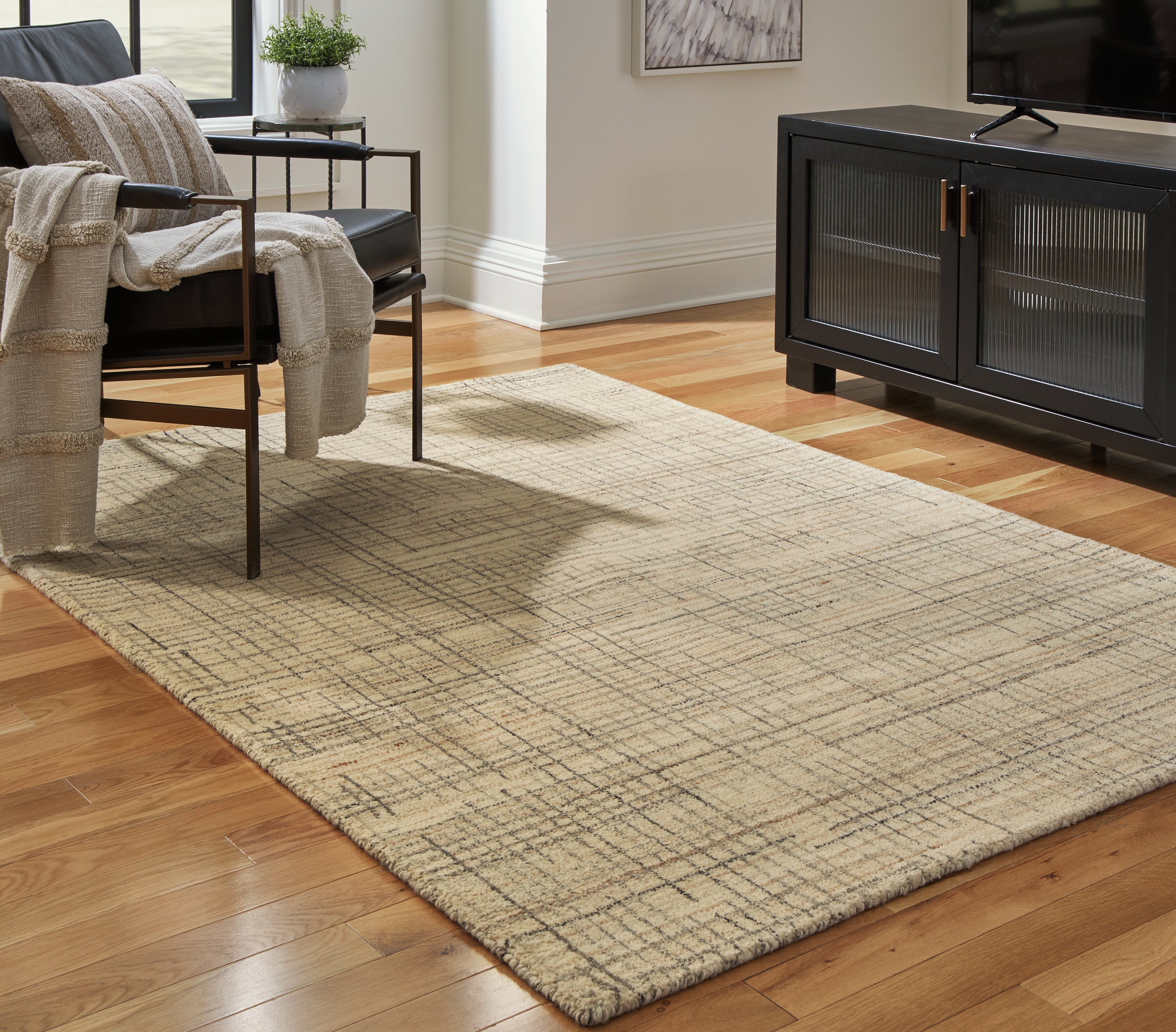 Leasing Furniture - Ashley Furniture - Janston Rug - 5' x 7' Rug / Ivory/Gray/Tan - R406862