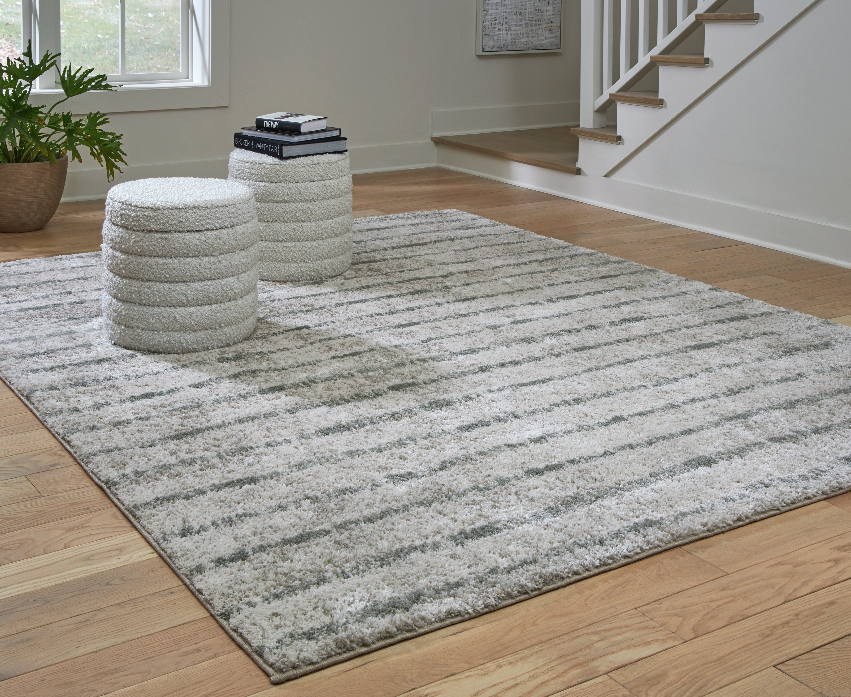 Leasing Furniture - Ashley Furniture - Laddway Rug - 8' x 10' Rug / Cream/Green - R406881