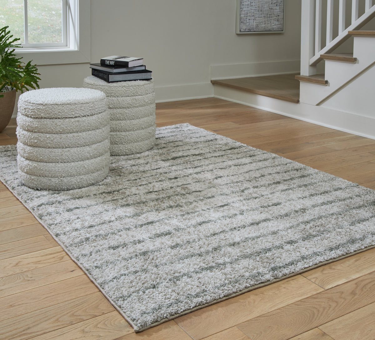 Leasing Furniture - Ashley Furniture - Laddway Rug - 5' x 7' Rug / Cream/Green - R406882