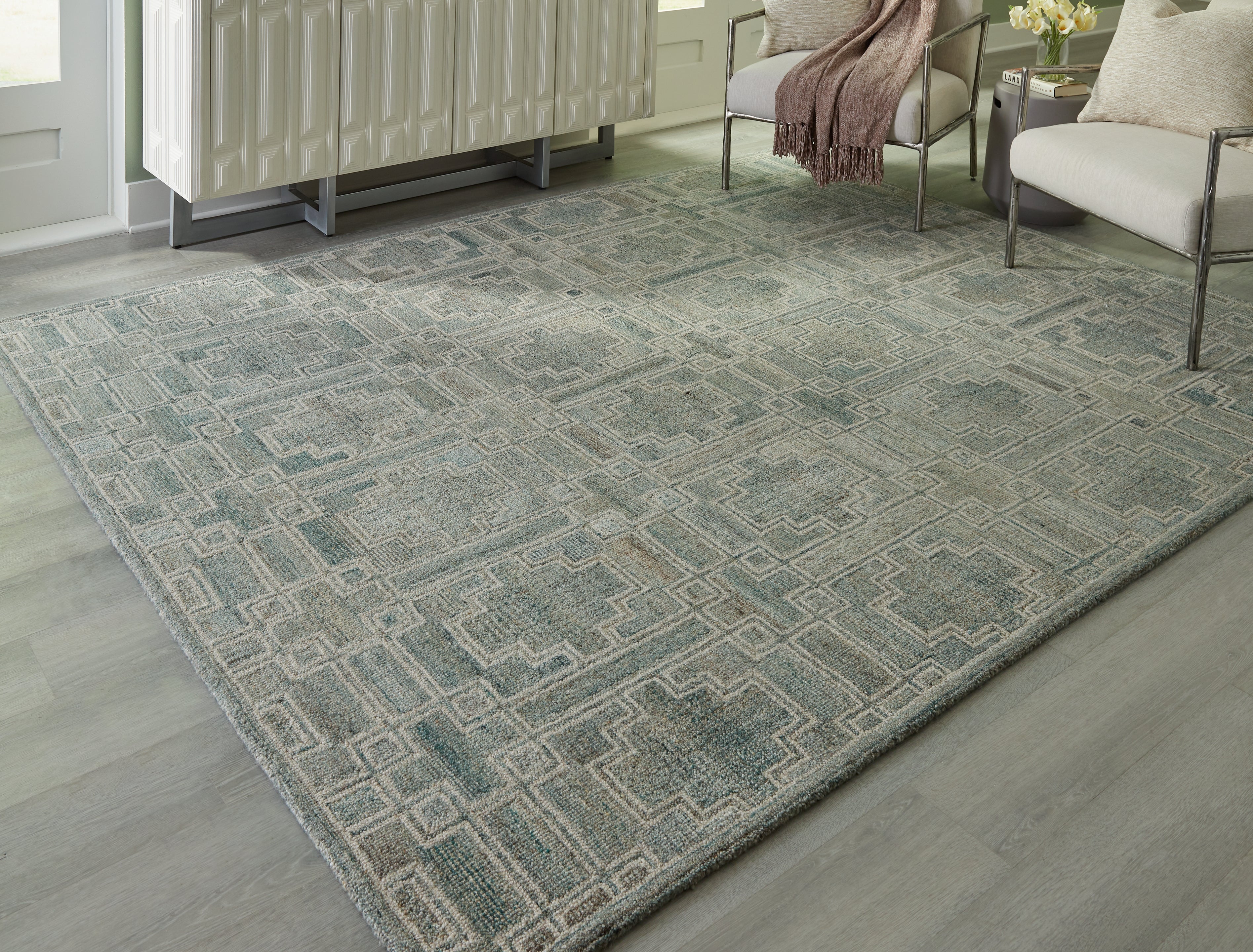 Leasing Furniture - Ashley Furniture - Jossland Rug - 5' x 7' Rug / Green/Ivory - R406912