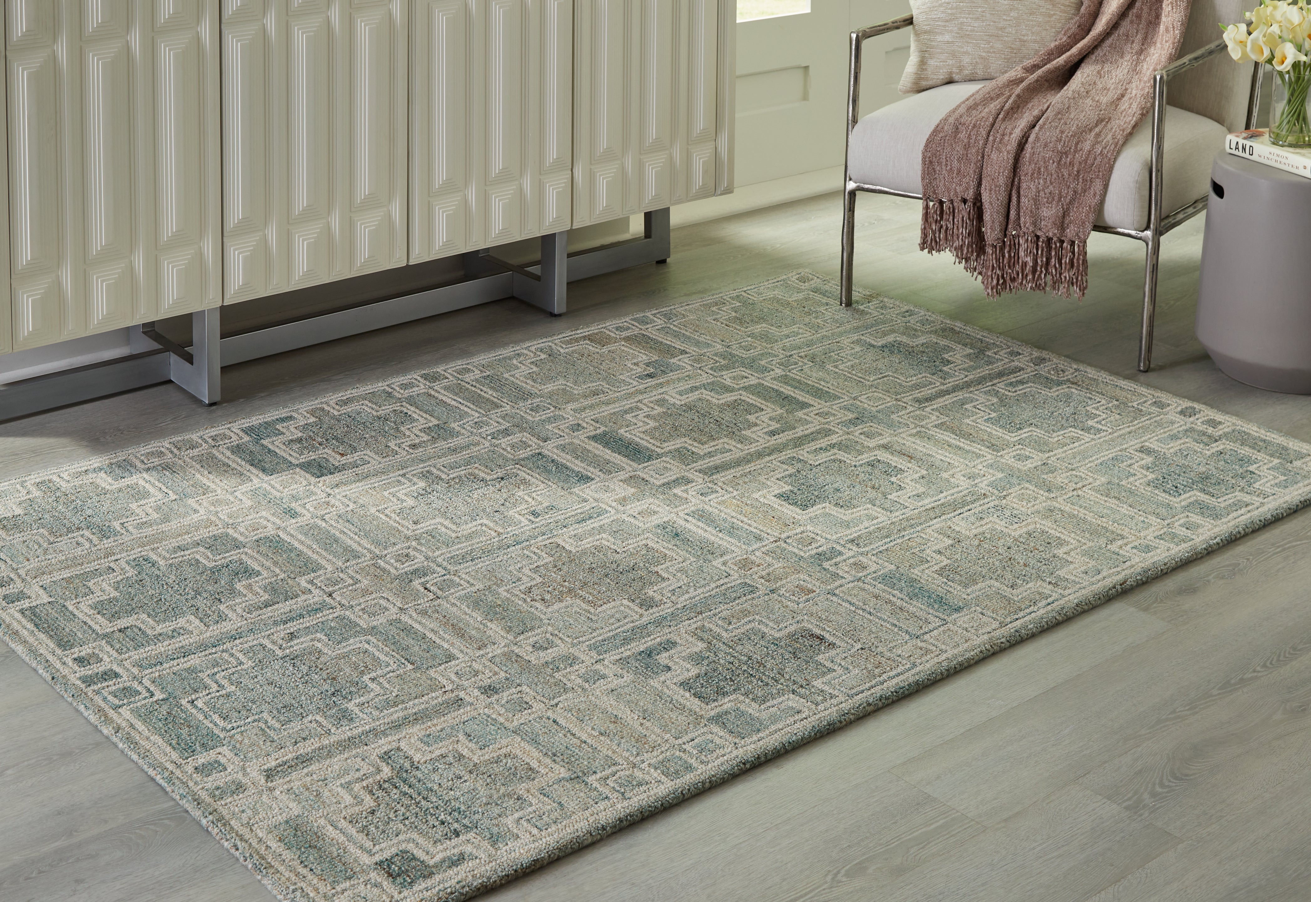 Leasing Furniture - Ashley Furniture - Jossland Rug - 5' x 7' Rug / Green/Ivory - R406912