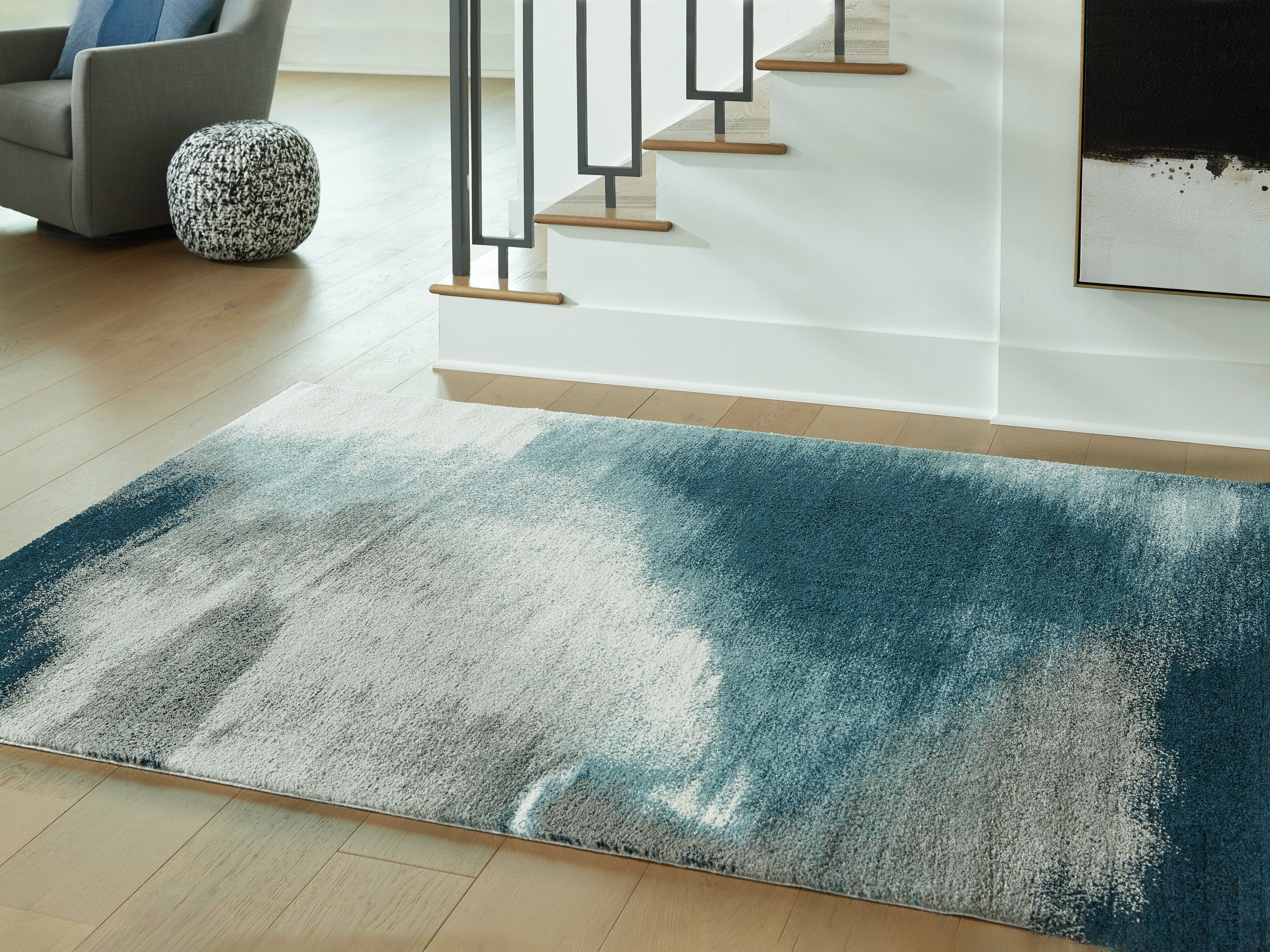 Leasing Furniture - Ashley Furniture - Brentward Rug - 5' x 7' Rug / Blue/Gray/Ivory - R407082