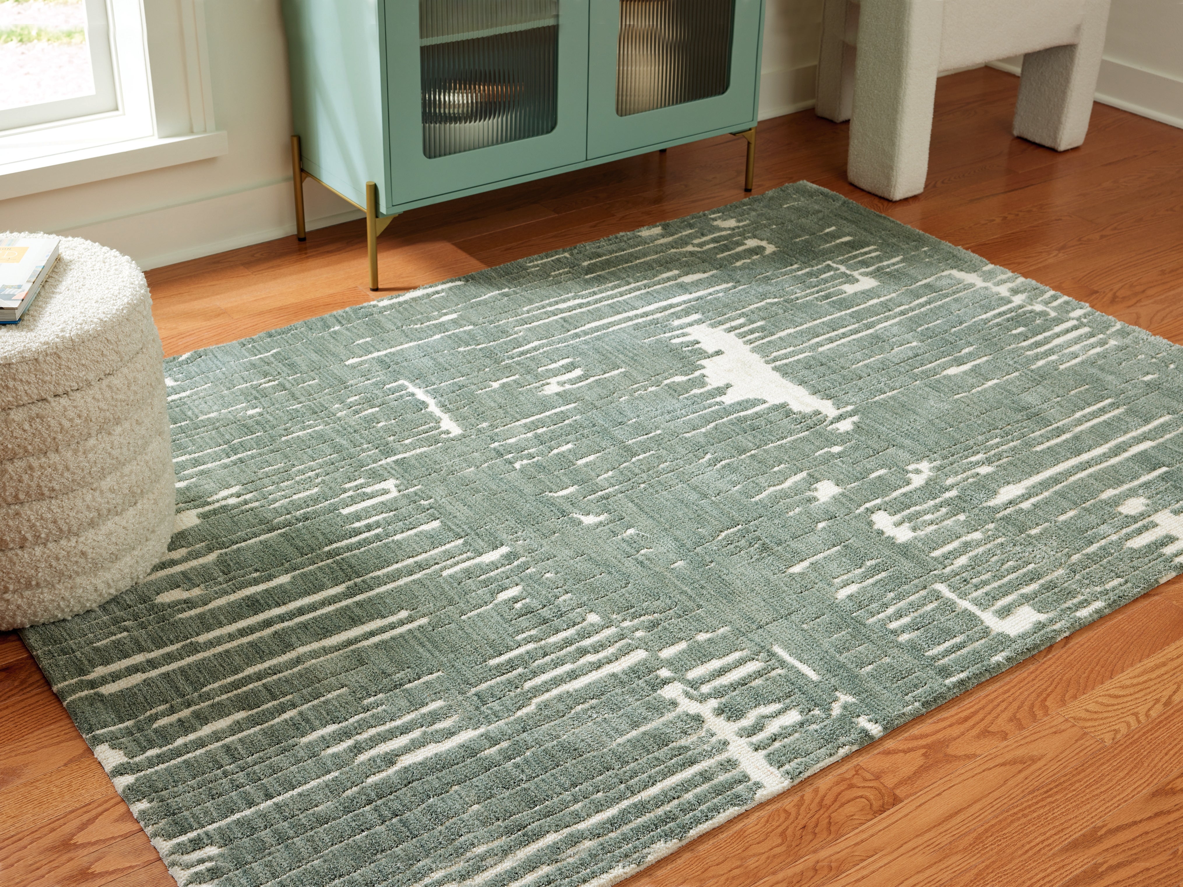 Leasing Furniture - Ashley Furniture - Cayworth Rug - 8' x 10' Rug / Teal/White - R407091