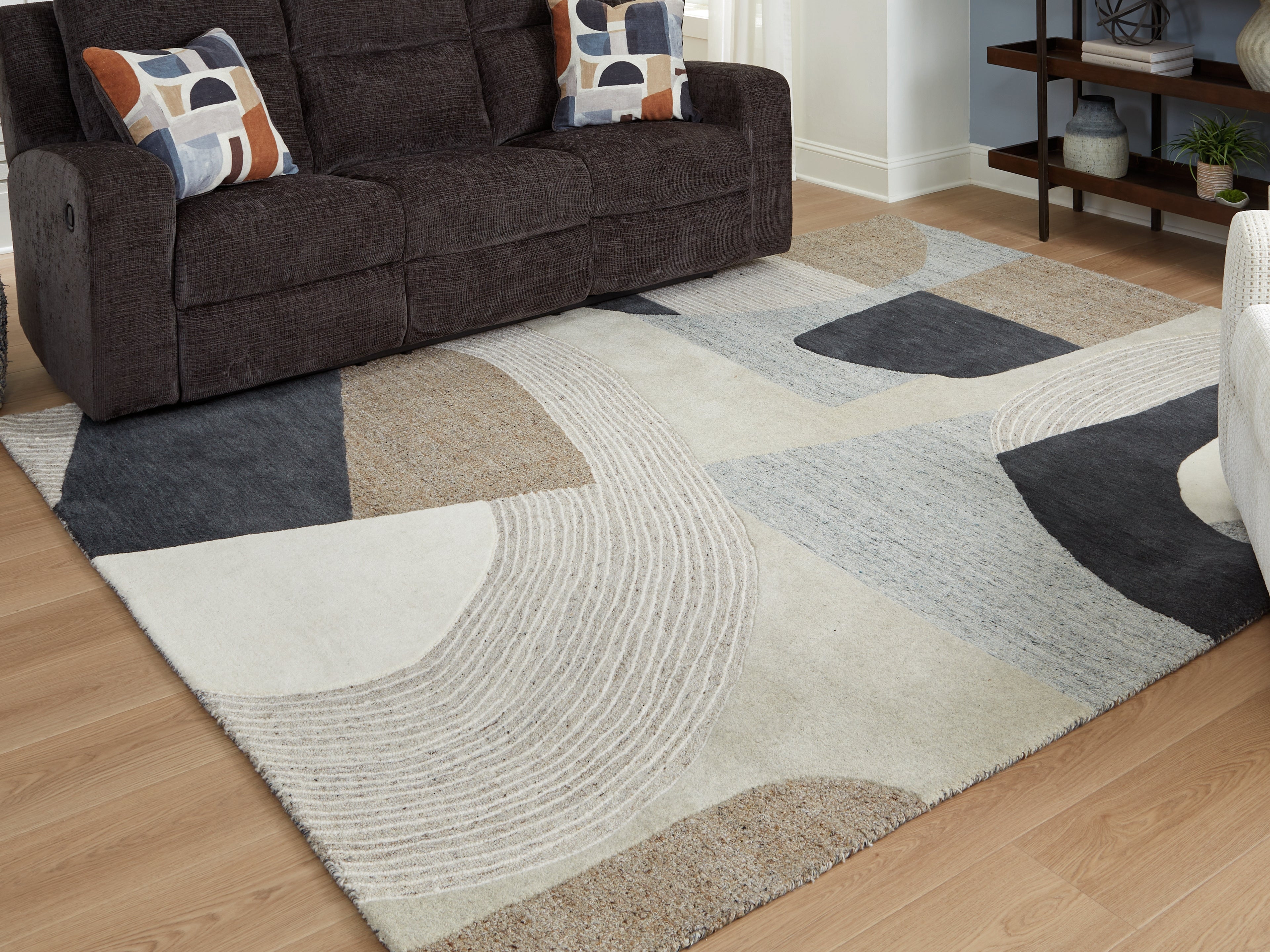 Leasing Furniture - Ashley Furniture - Edrickhill Rug - 8' x 10' Rug / Grayish Teal/Taupe/Cream - R407121