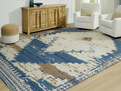 Leasing Furniture - Ashley Furniture - Varnler Rug - 5' x 7' Rug / Blue/Brown/Tan - R407132