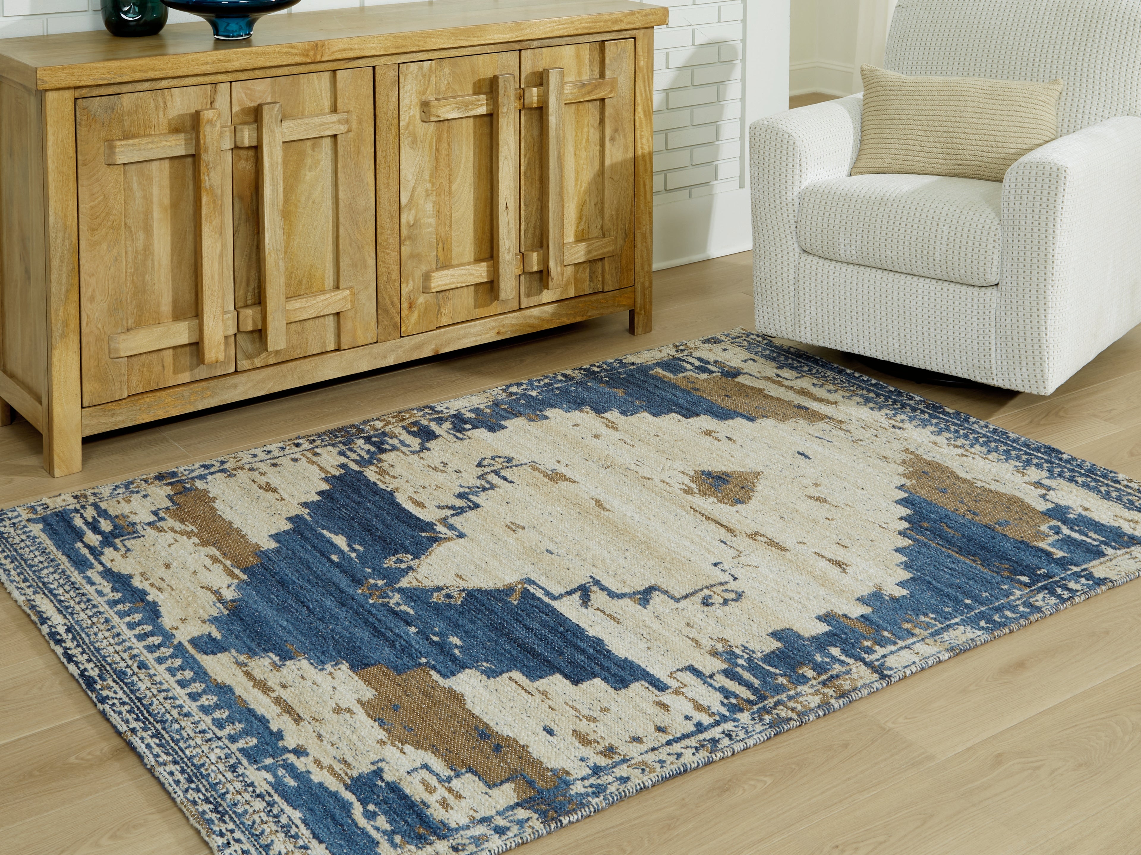 Leasing Furniture - Ashley Furniture - Varnler Rug - 8' x 10' Rug / Blue/Brown/Tan - R407131