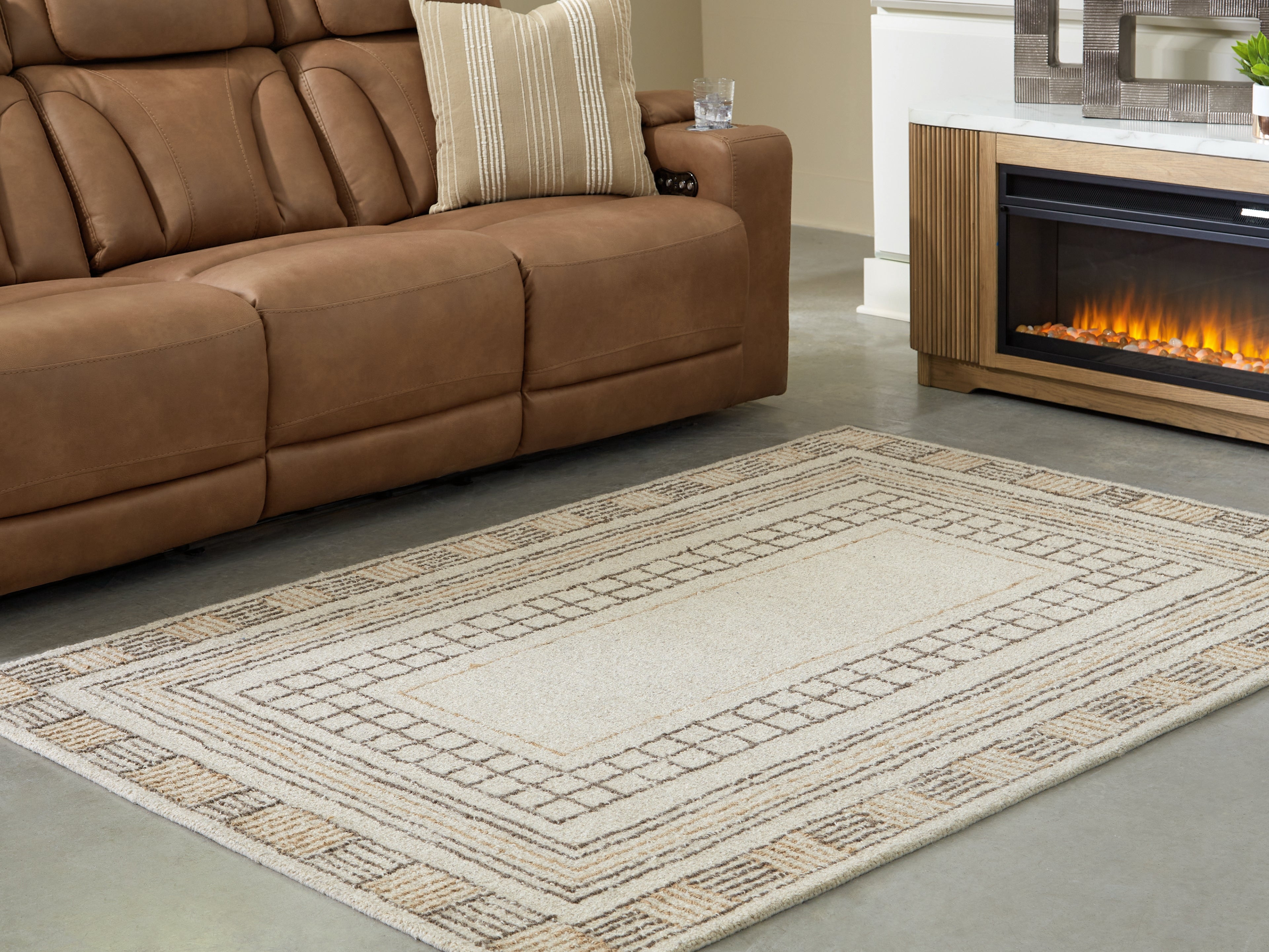 Leasing Furniture - Ashley Furniture - Idaman Rug - Medium Rug / Taupe/Brown - R407292