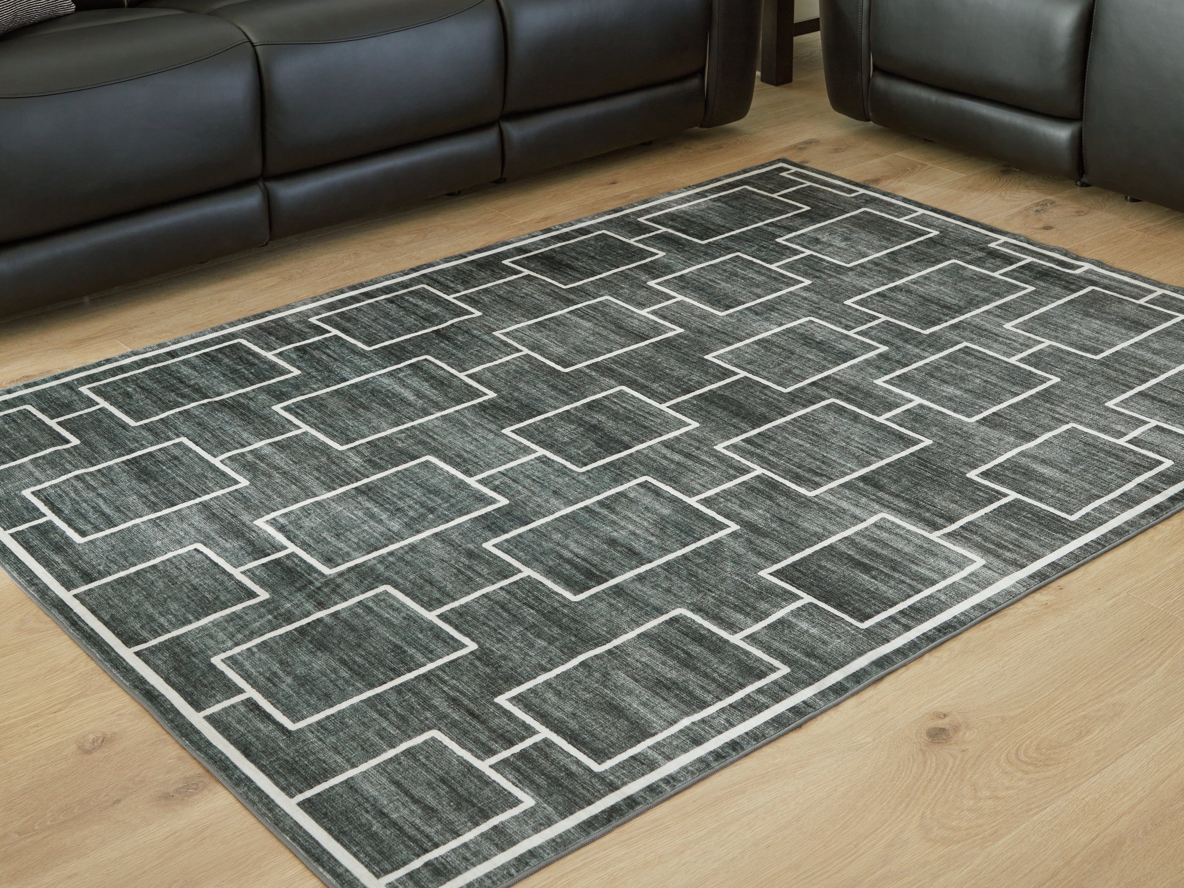 Leasing Furniture - Ashley Furniture - Elderland Rug - Washable 5' x 7' Area Rug / Black/Gray - R407402