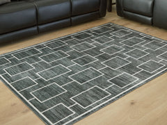 Leasing Furniture - Ashley Furniture - Elderland Rug - Washable 5' x 7' Area Rug / Black/Gray - R407402