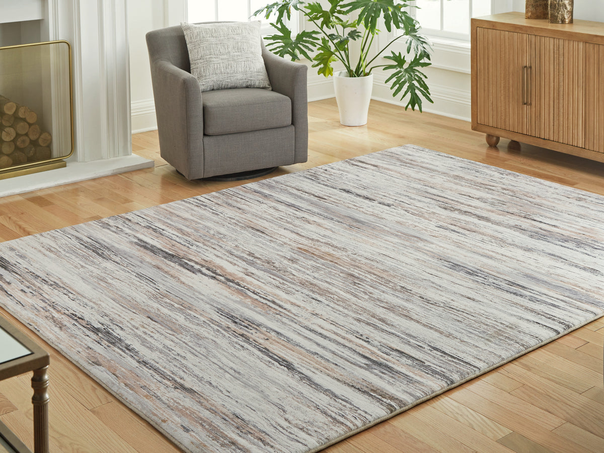 Leasing Furniture - Ashley Furniture - Nace Rug - 7'6" x 9'6" Area Rug / Gray/Brown/White - R407471