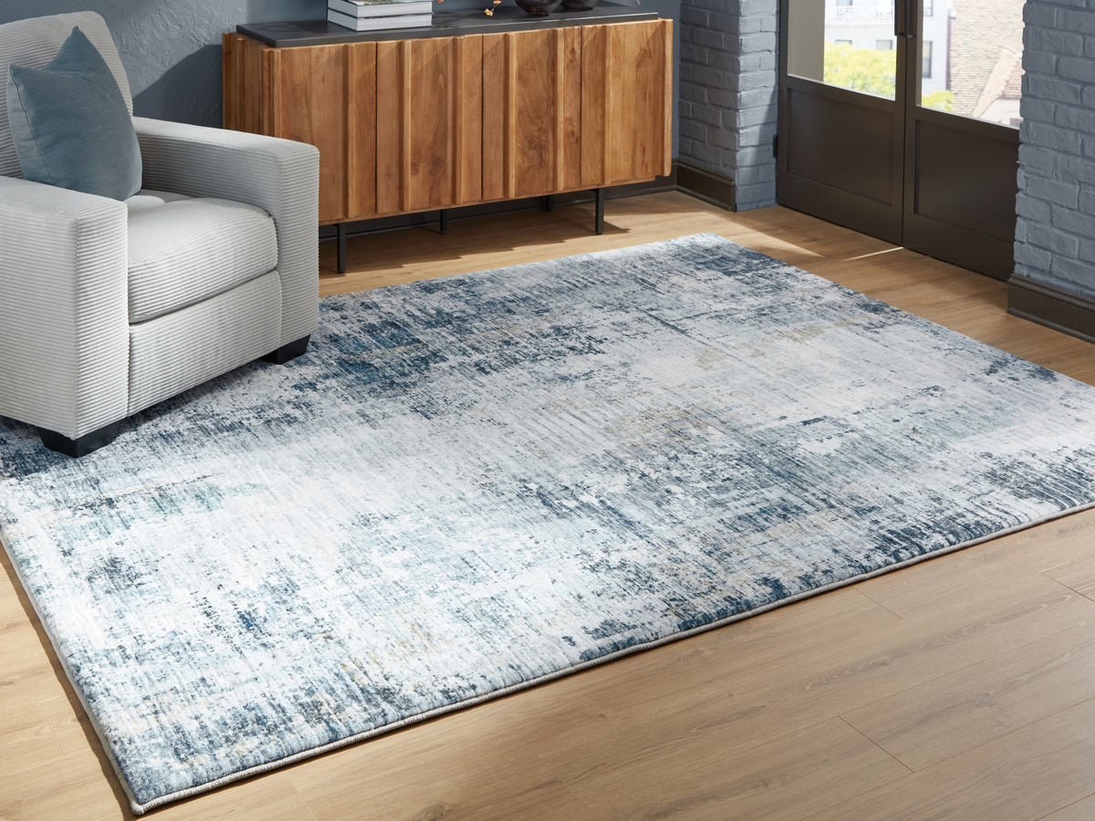 Leasing Furniture - Ashley Furniture - Arlenmont Rug - 7'6" x 9'6" Area Rug / Blue/White/Brown - R407481