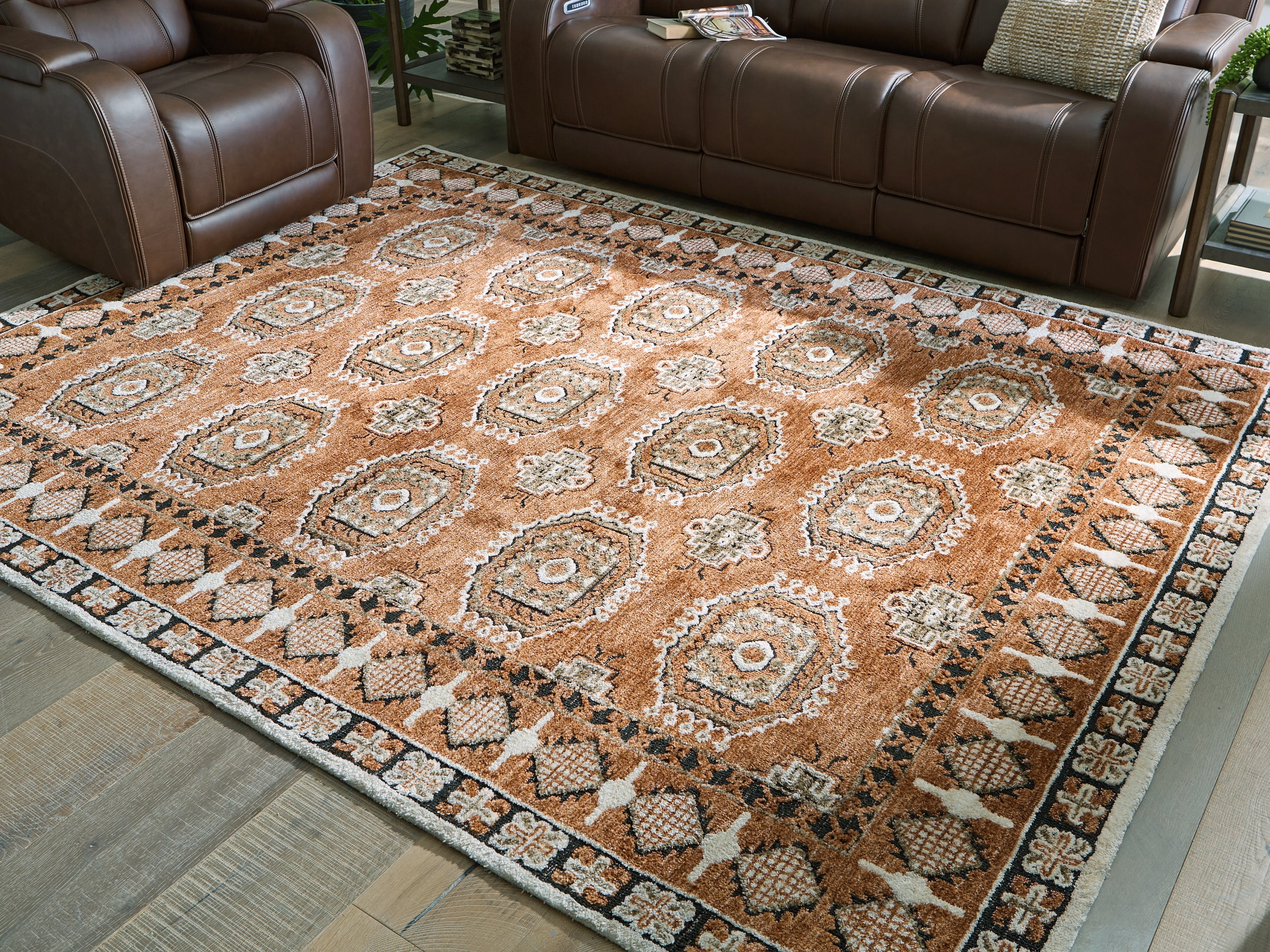 Leasing Furniture - Ashley Furniture - Qaabiz Rug - 7'8" x 10' Area Rug / Sienna/Ivory/Black - R407521