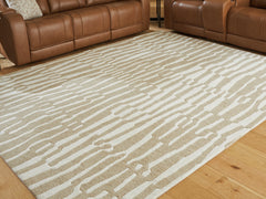 Leasing Furniture - Ashley Furniture - Corrbell Rug - 7'8" x 10' Area Rug / Beige/White - R407631