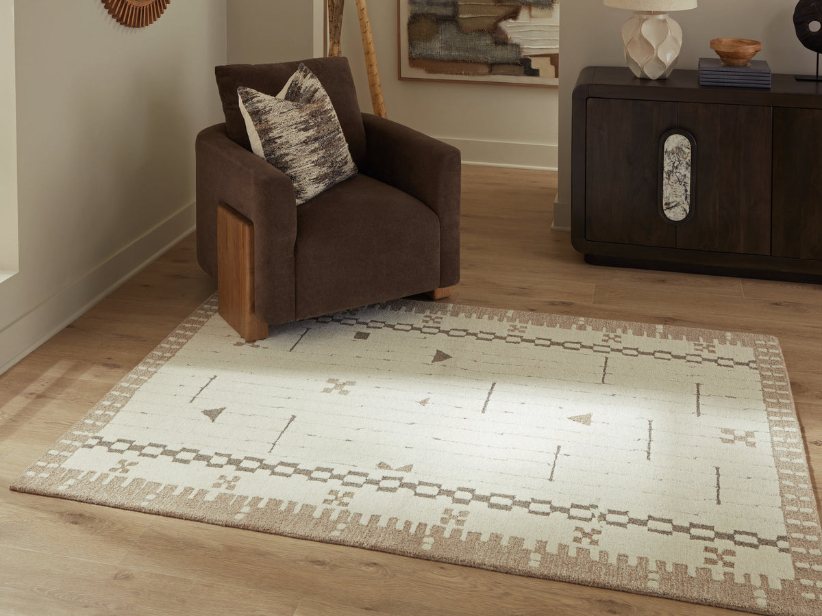 Leasing Furniture - Ashley Furniture - Dot Rug - 5' x 7' Area Rug / Cream/Brown/Taupe - R407652