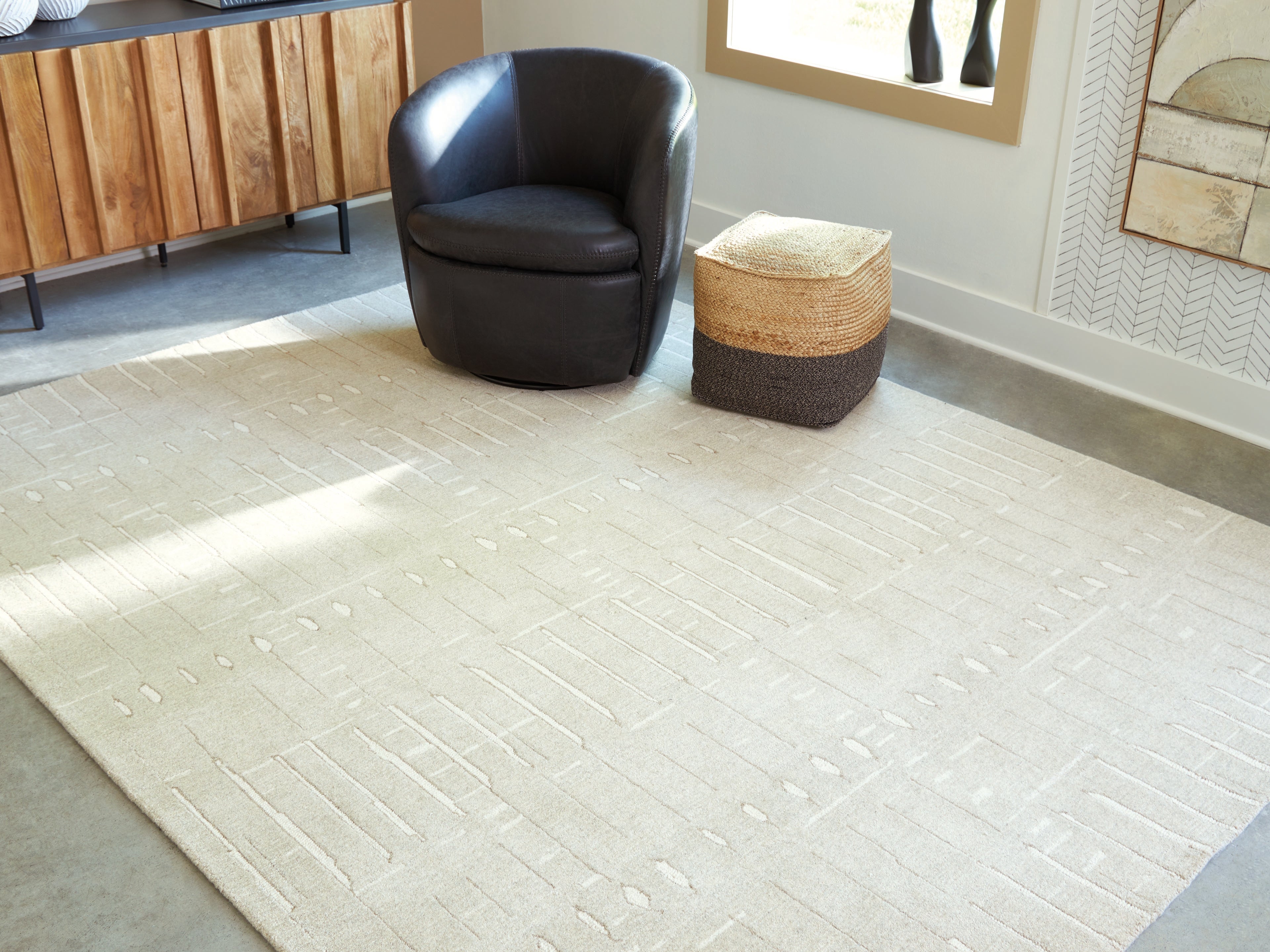Leasing Furniture - Ashley Furniture - Wolbert Rug - 7'8" x 10' Area Rug / Tan/Ivory - R407661