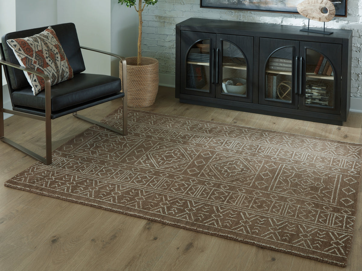 Leasing Furniture - Ashley Furniture - Merrittman Rug - 5' x 7' Area Rug / Brown/Ivory - R407702