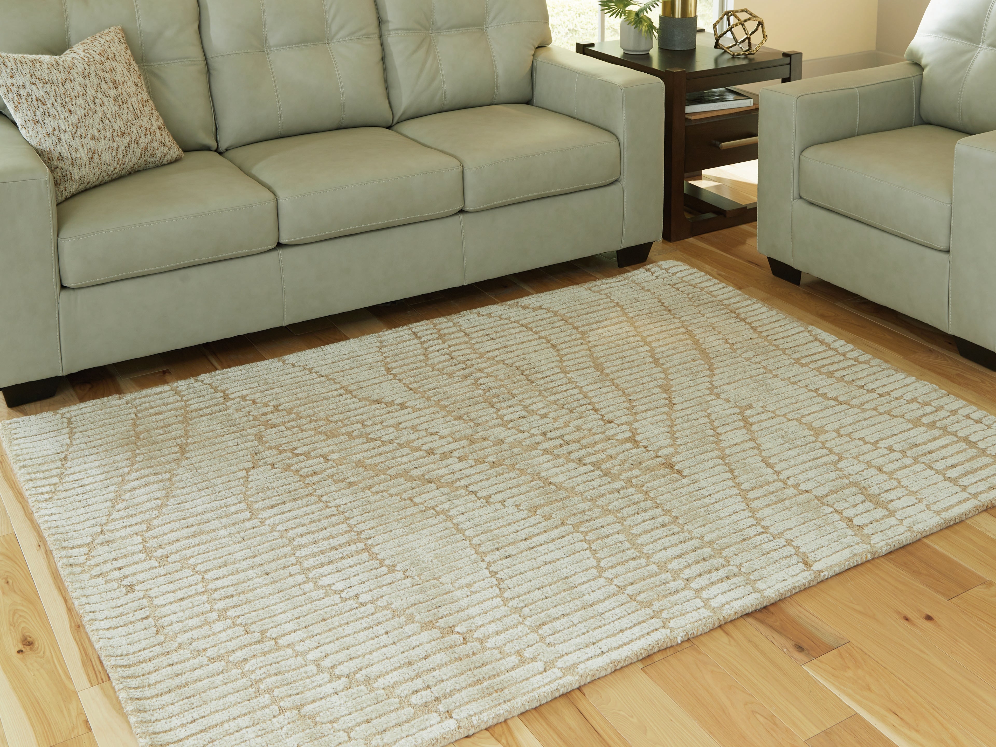 Leasing Furniture - Ashley Furniture - Jaseena Rug - 5' x 7' Area Rug / Beige/Tan - R407722