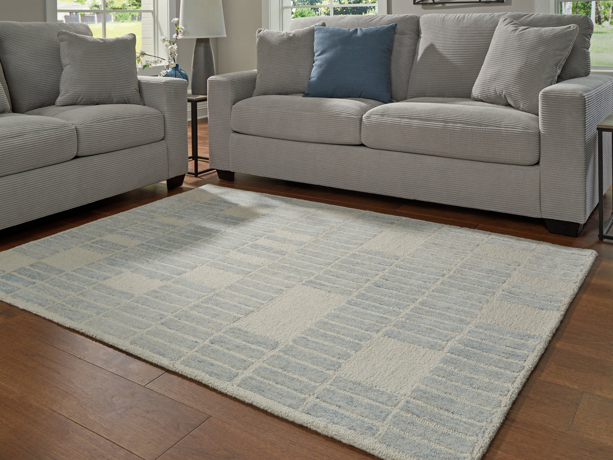 Leasing Furniture - Ashley Furniture - Dylanton Rug - 5' x 7' Area Rug / Ivory/Blue - R407812