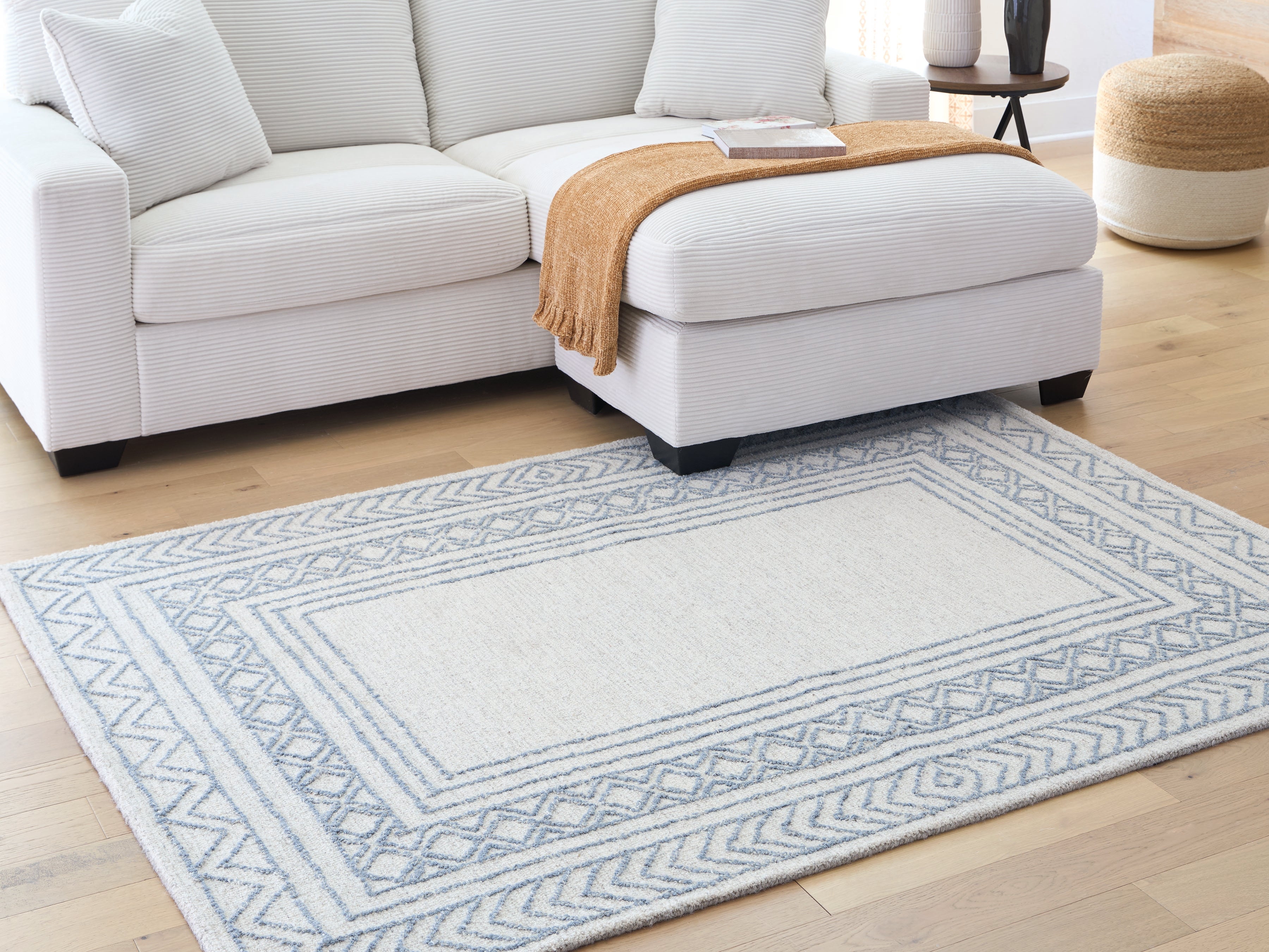 Leasing Furniture - Ashley Furniture - Azelhurst Rug - 5' x 7' Area Rug / Blue/Ivory/Gray - R407852