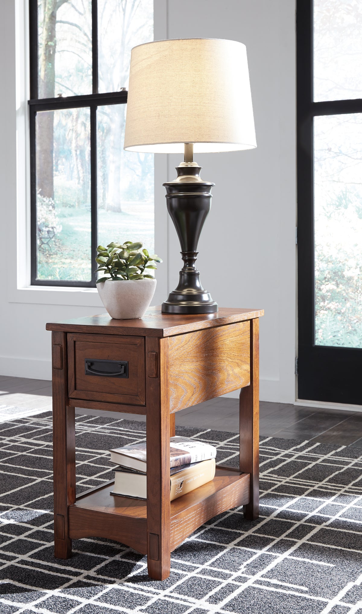 Leasing Furniture - Ashley Furniture - Breegin Chairside End Table - Chair Side End Table / Brown - T007-319