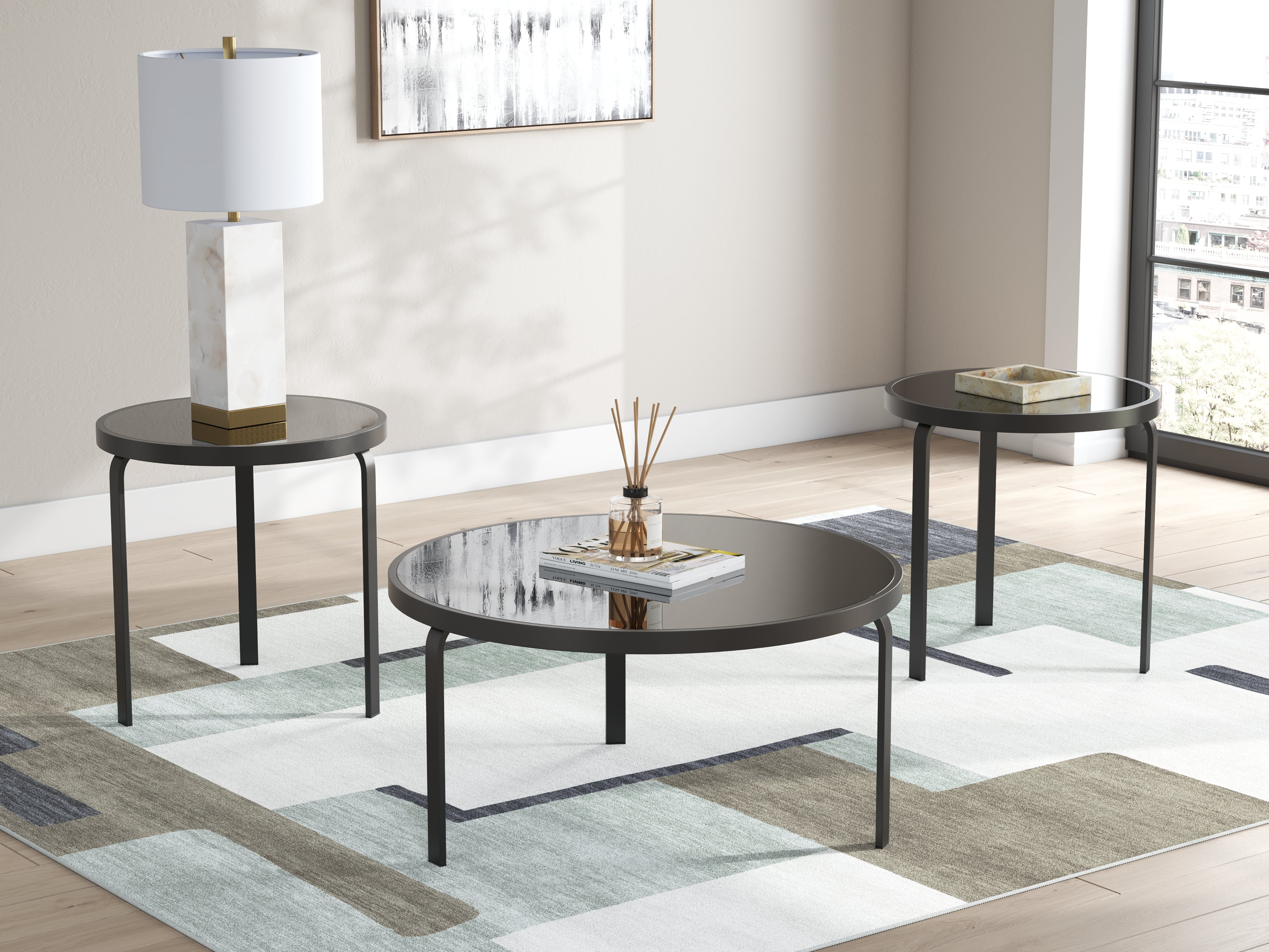 Leasing Furniture - Ashley Furniture - Dorylin Table (Set of 3) - Occasional Table Set (3/CN) / Black - T139-13