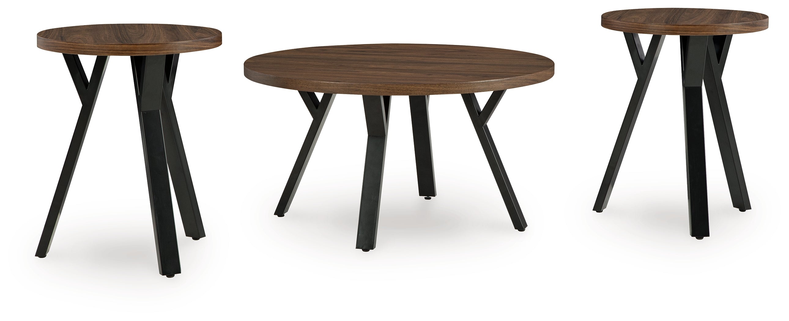 Leasing Furniture - Ashley Furniture - Elbrynn Table (Set of 3) - Occasional Table Set (3/CN) / Brown/Black - T153-13