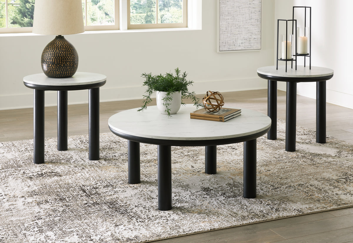 Leasing Furniture - Ashley Furniture - Xandrum Table (Set of 3) - Occasional Table Set (3/CN) / Black/White - T159-13